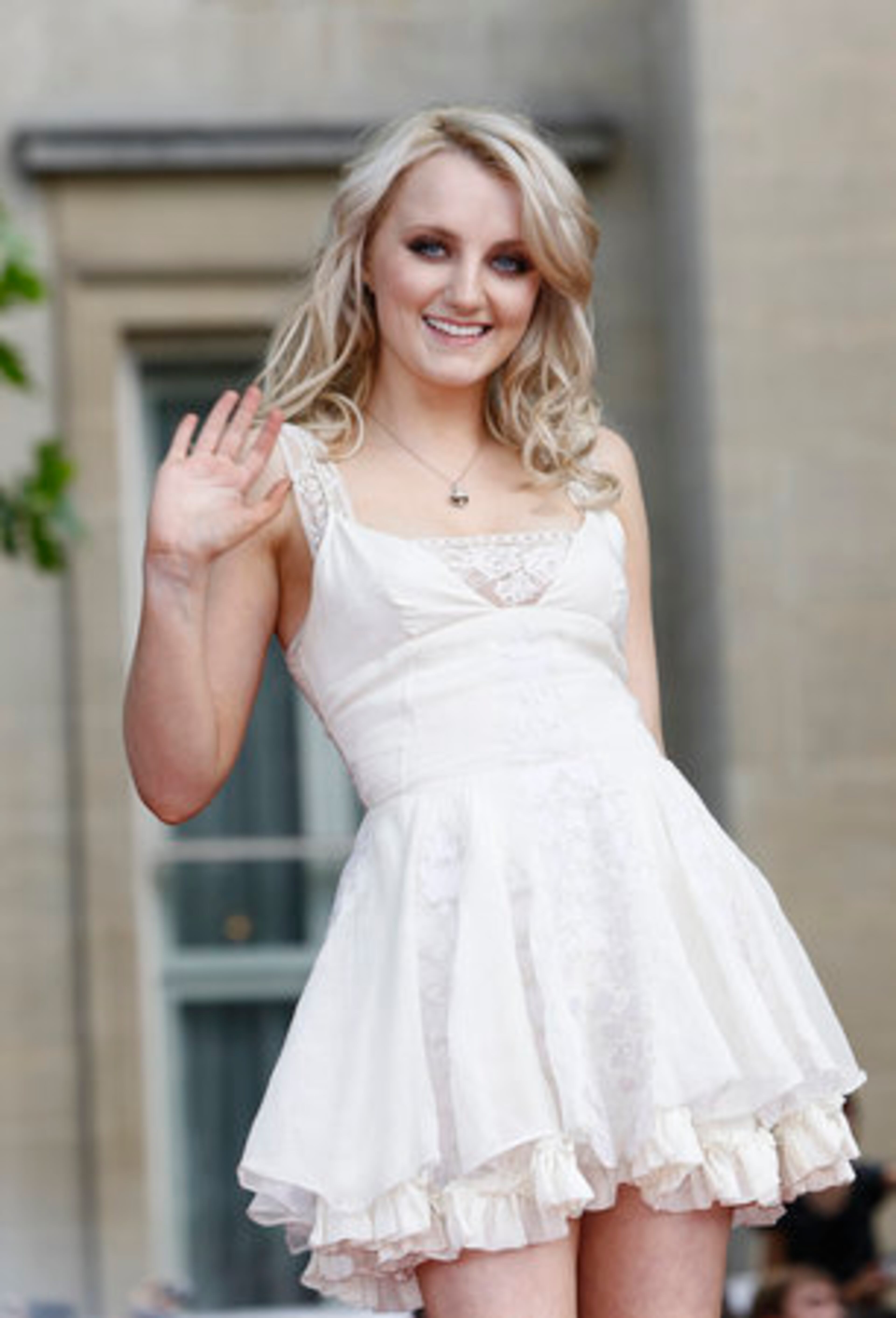 Actress Evanna Lynch arrives. She plays Ravenclaw student Luna Lovegood.