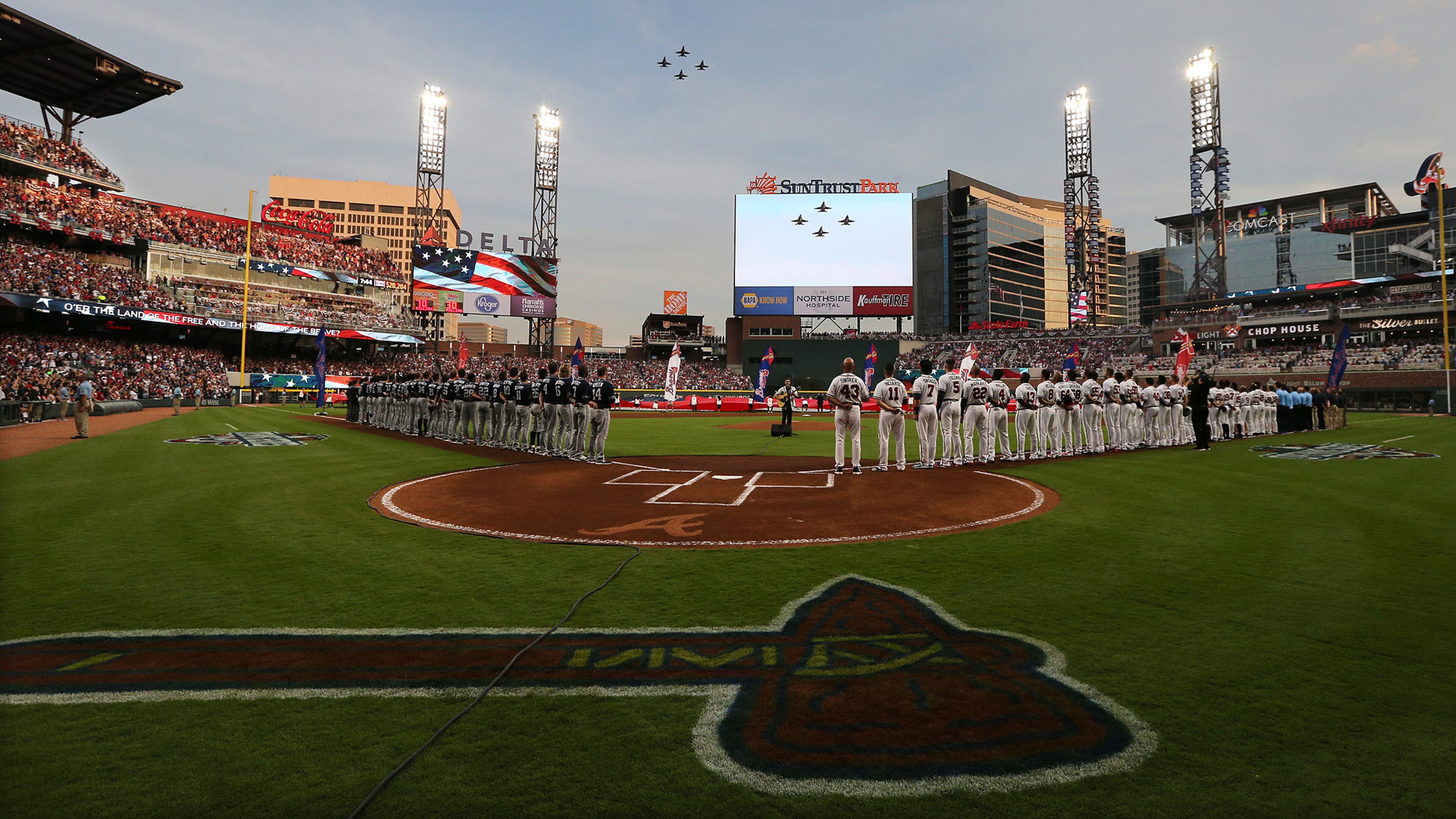 For five days this month, SunTrust Park will be converted into a nine-hole golf course. Curtis Compton/ccompton@ajc.com