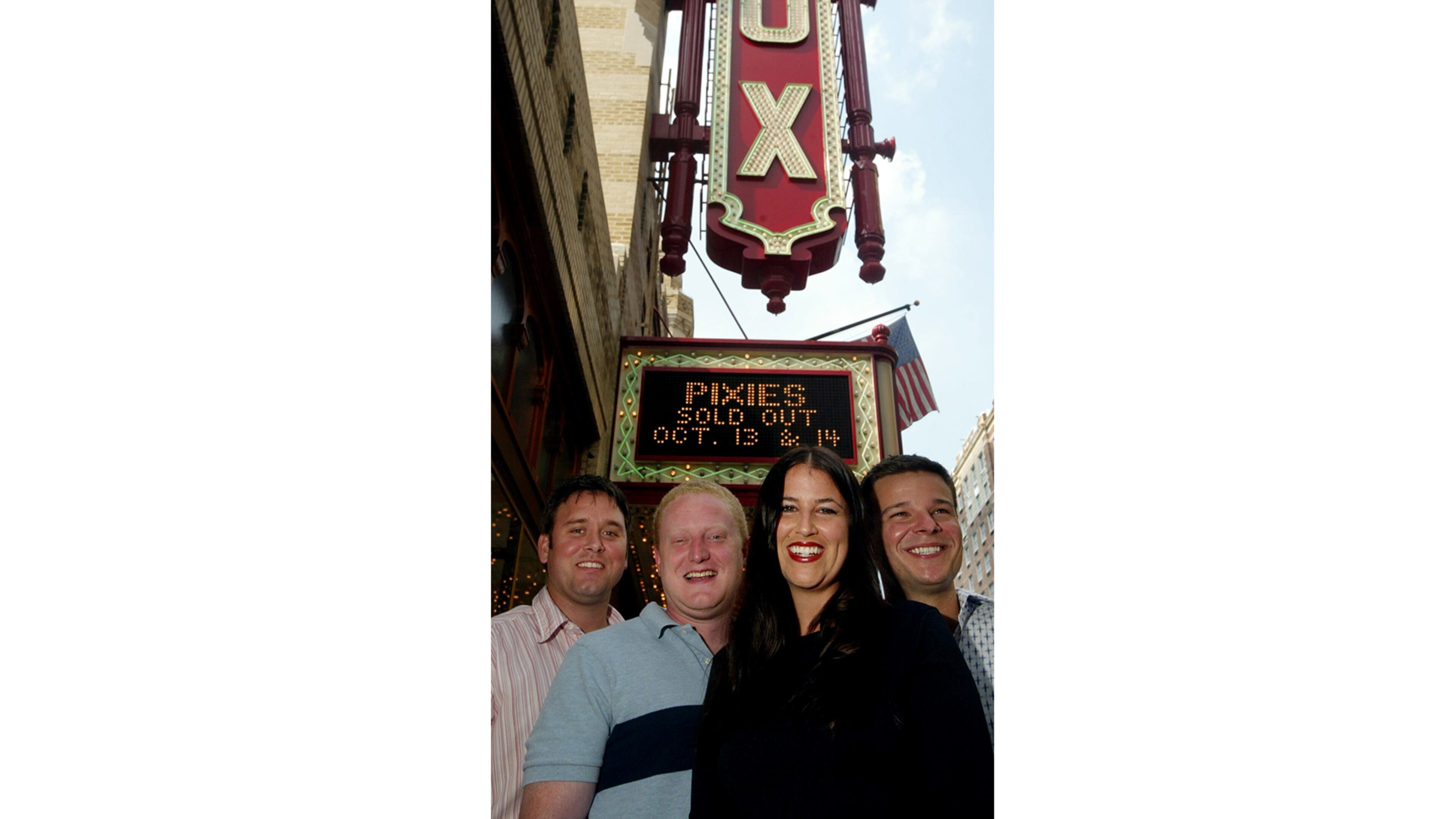 Atlanta; Brandon Mize, Tom Cook, Lucy Lawler and Josh Antenucci of Rival Entertainment in front of the Fox Theatre in 2004. PHIL SKINNER/ AJC