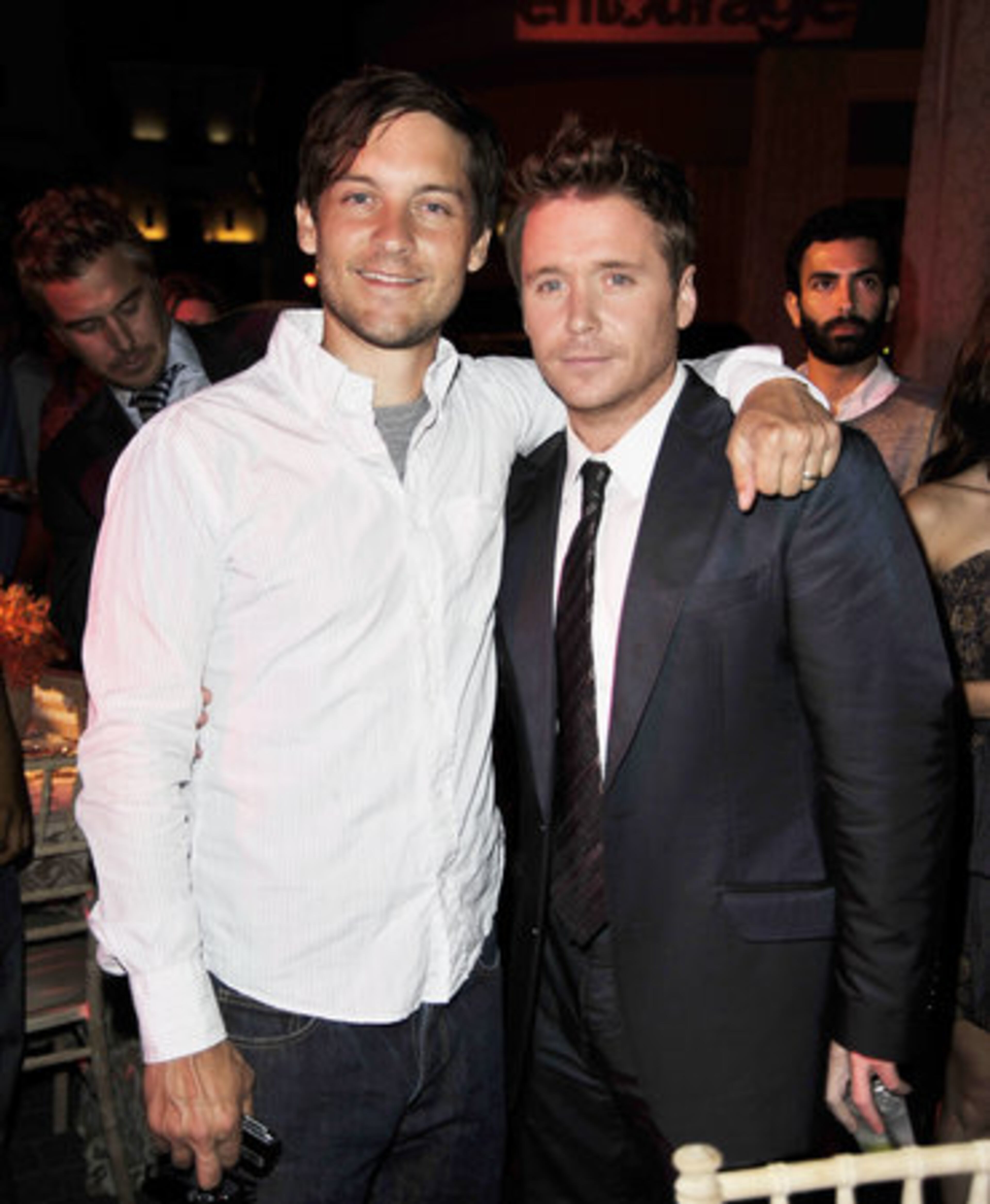 AT THE "Entourage" after-party, Tobey Maguire met up with Kevin Connolly.