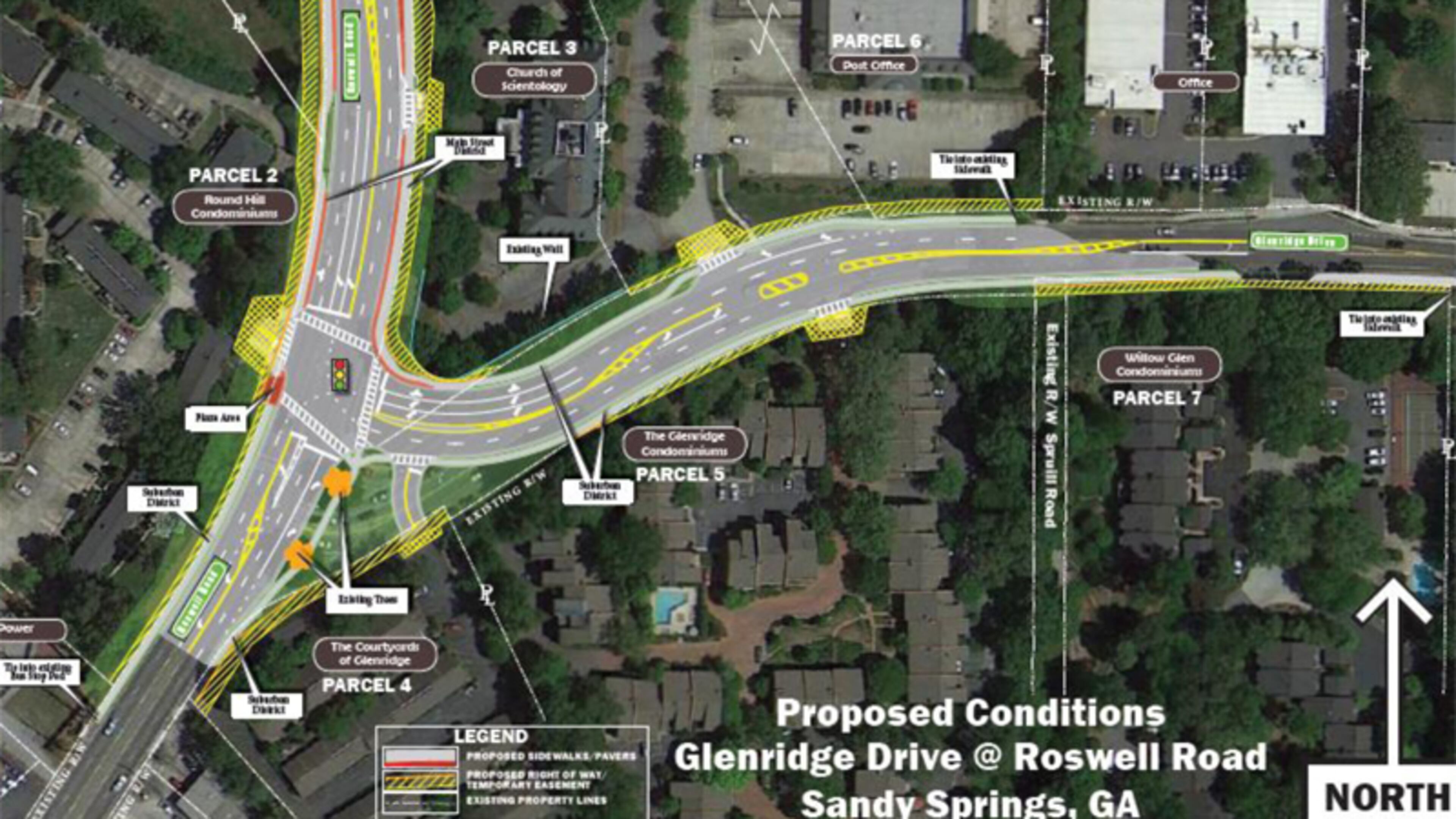 Map depicts the planned, reconfigured intersection of Glenridge Drive and Roswell Road in Sandy Springs. The city has agreed to pay the state $290,551 for decorative items, such as pavers and pedestrian lighting. CITY OF SANDY SPRINGS