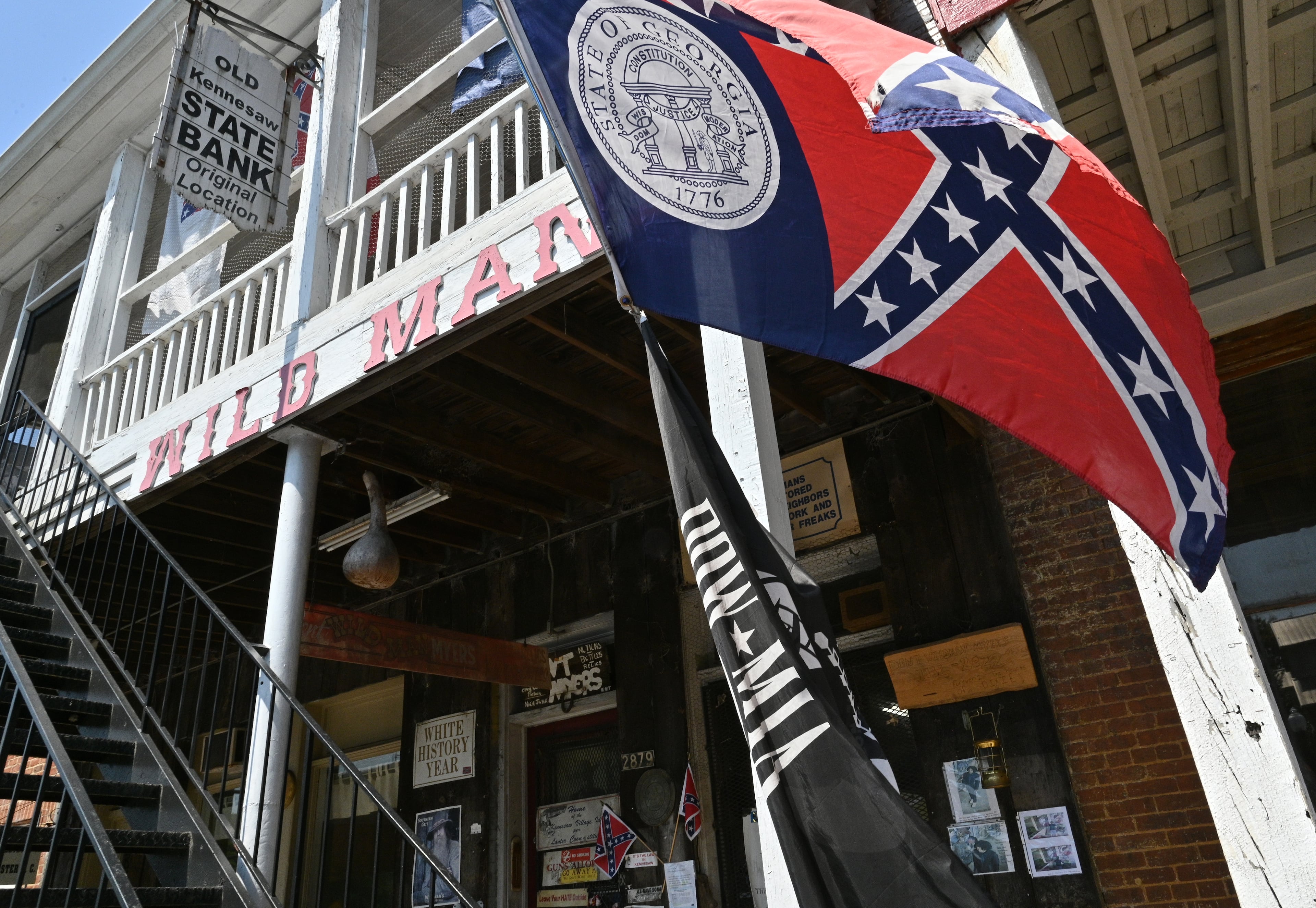 June 16, 2022 Kennesaw - Exterior of Wildman's Civil War Surplus in Kennesaw on Thursday, June 16, 2022. Councilman James “Doc” Eaton resigned from Kennesaw City Council Tuesday over the reopening of Wildman’s Civil War shop. (Hyosub Shin / Hyosub.Shin@ajc.com)