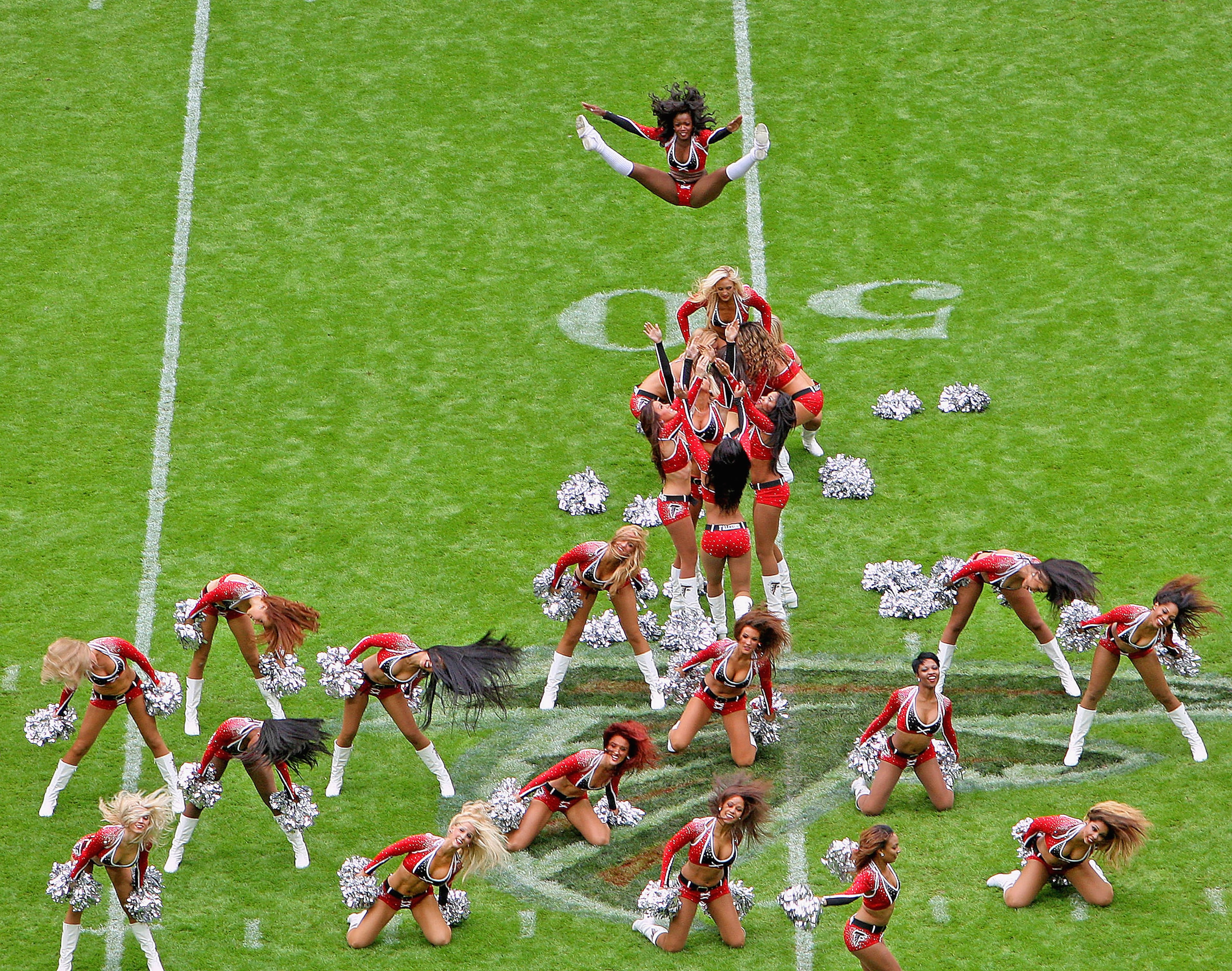The cheerleaders perform during the NFL match between Detroit Lions and Atlanta Falcons at Wembley Stadium on October 26, 2014 in London, England. Nicky Hayes/NFL