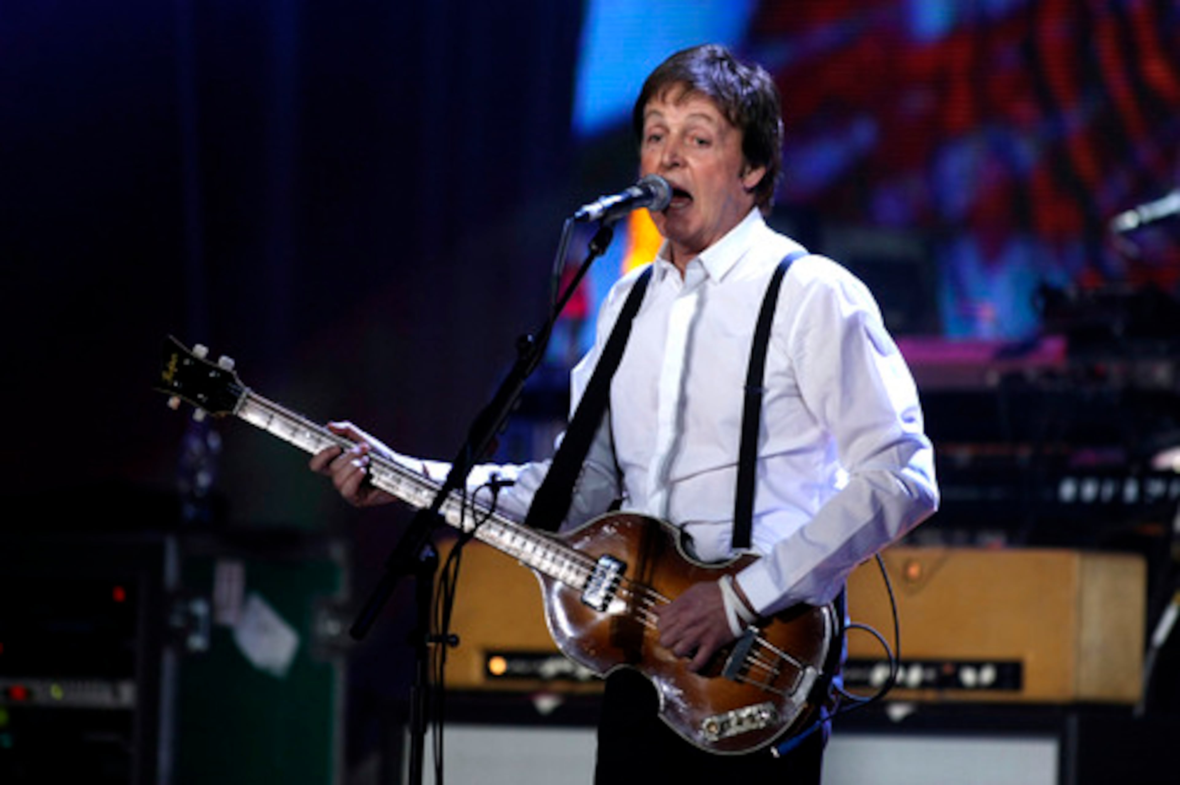 Sir Paul McCartney performs at the Brit Awards.
