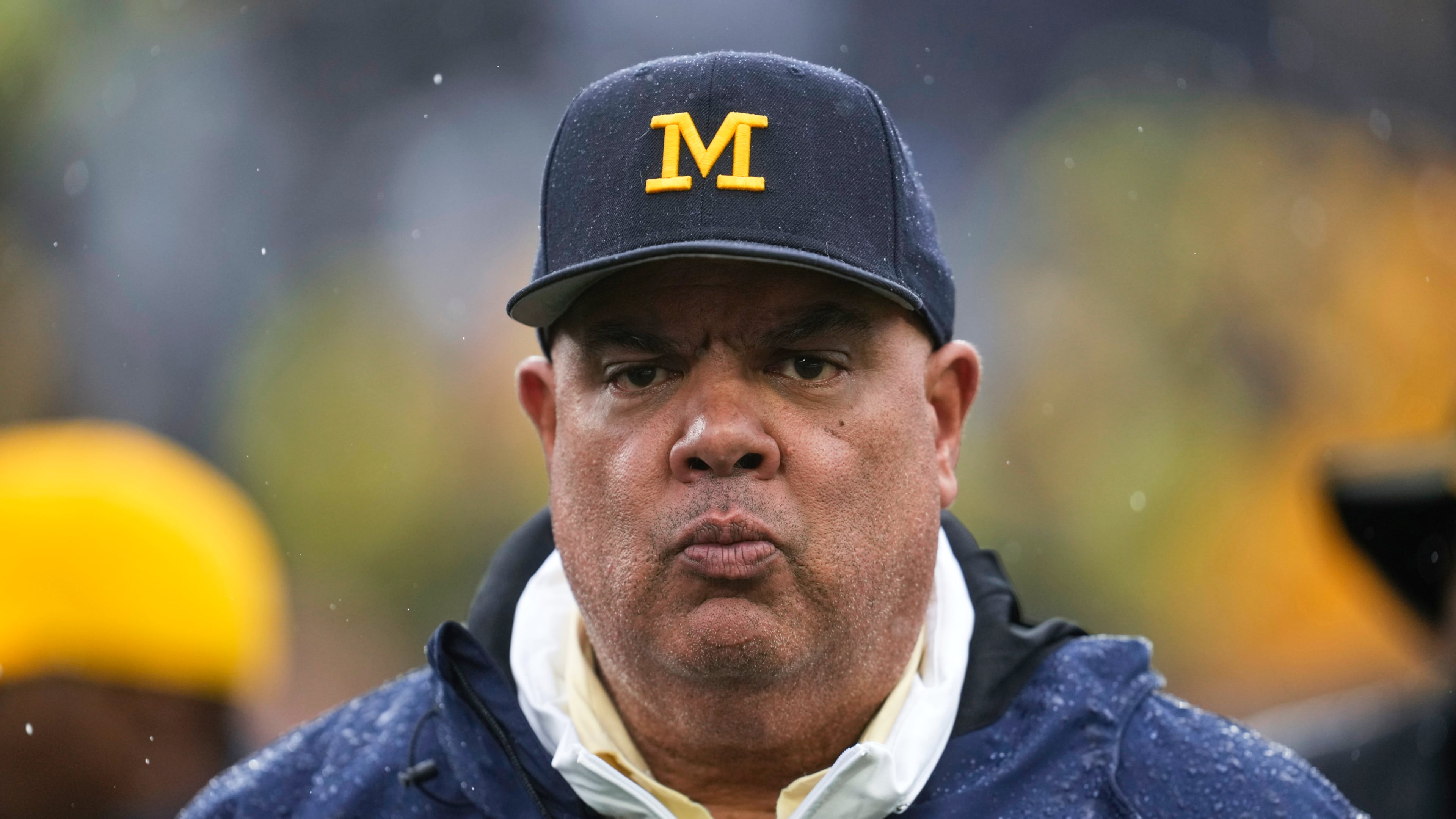 FILE - Michigan athletic director Warde Manuel watches against Indiana in the second half of an NCAA college football game in Ann Arbor, Mich., Oct. 14, 2023. (AP Photo/Paul Sancya, File)