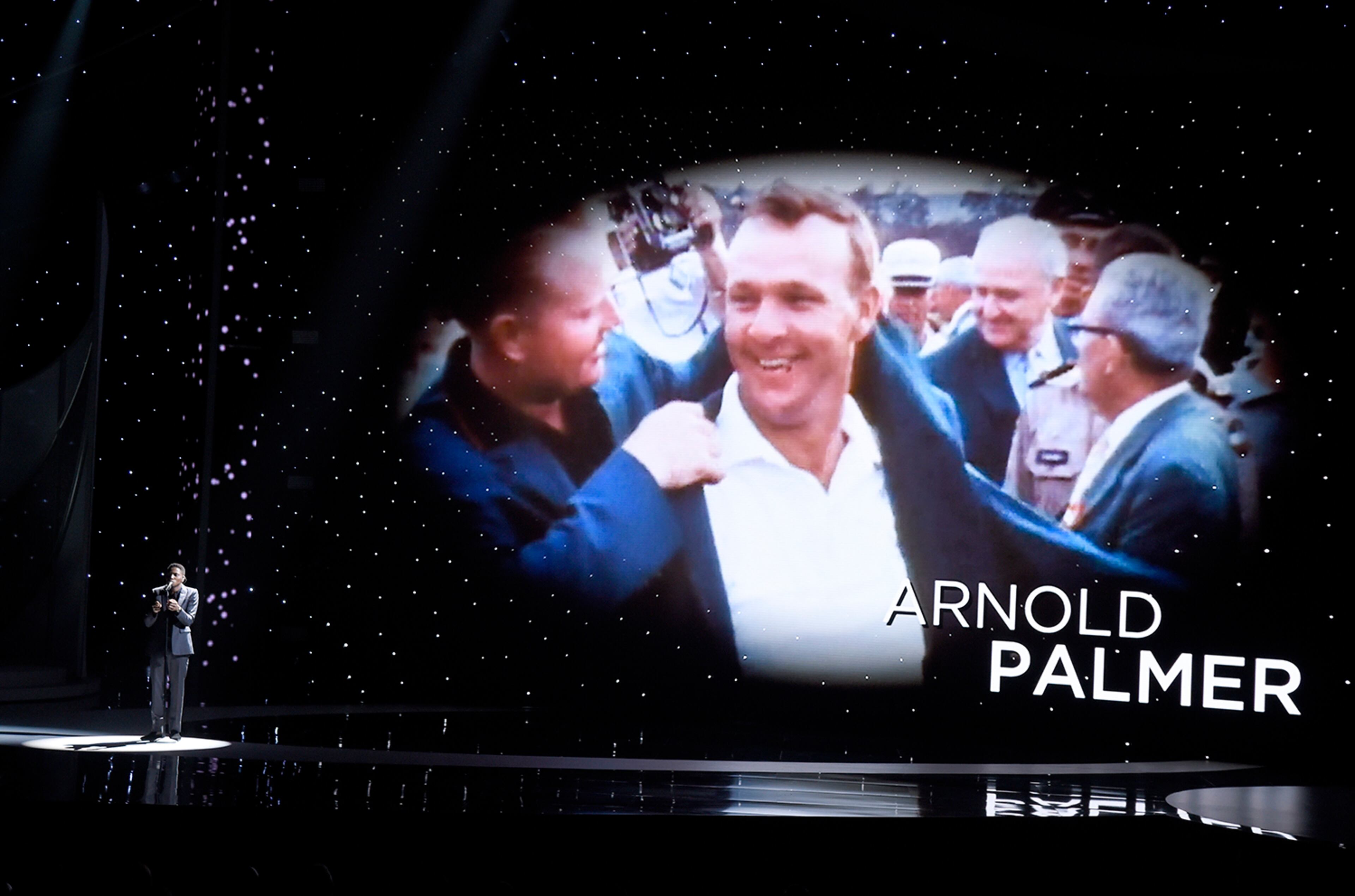 Gallant performs "A Song For You" as Arnold Palmer is pictured on screen during an Memoriam tribute at the ESPYS at the Microsoft Theater on Wednesday, July 12, 2017, in Los Angeles. (Photo by Chris Pizzello/Invision/AP)