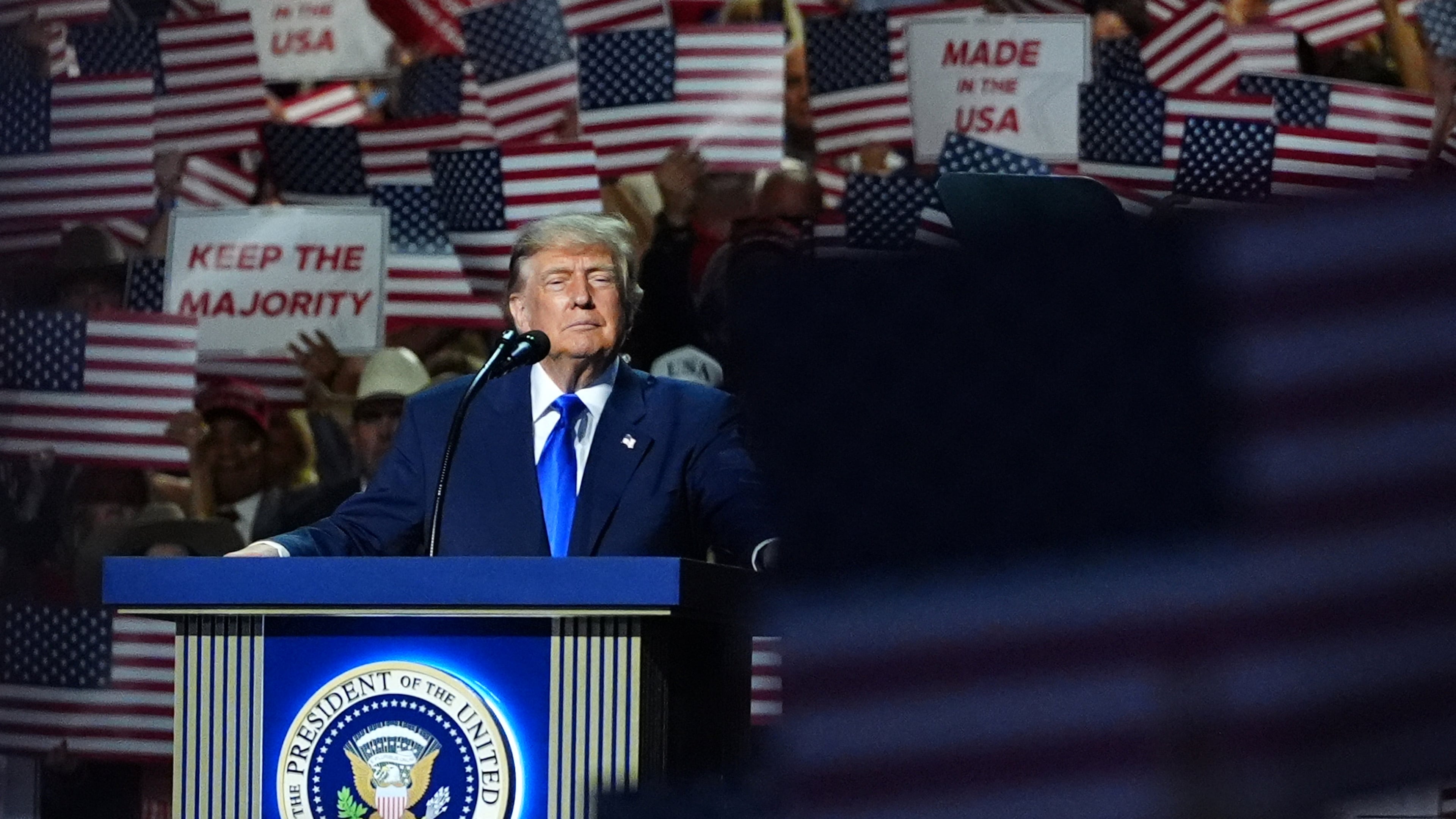 President Donald Trump speaks at the Republican convention, Wednesday, Sept. 9, 2026, in Dallas. (AP Photo/Julia Demaree Nikhinson)