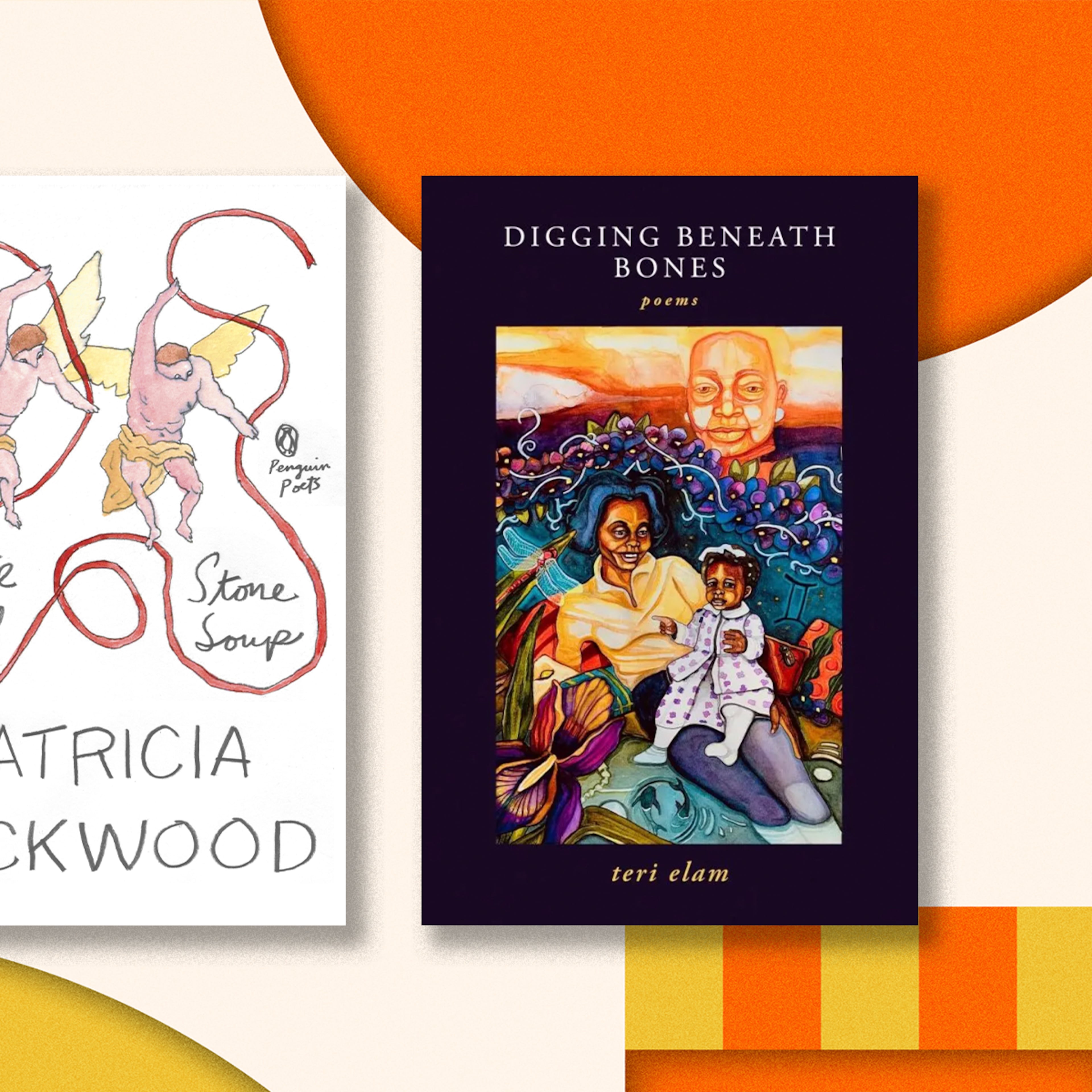 "Work Lunch by Lee Bains; "Agate Head/Stone Soup" by Patricia Lockwood; and "Digging Beneath Bones" by Teri Elam.