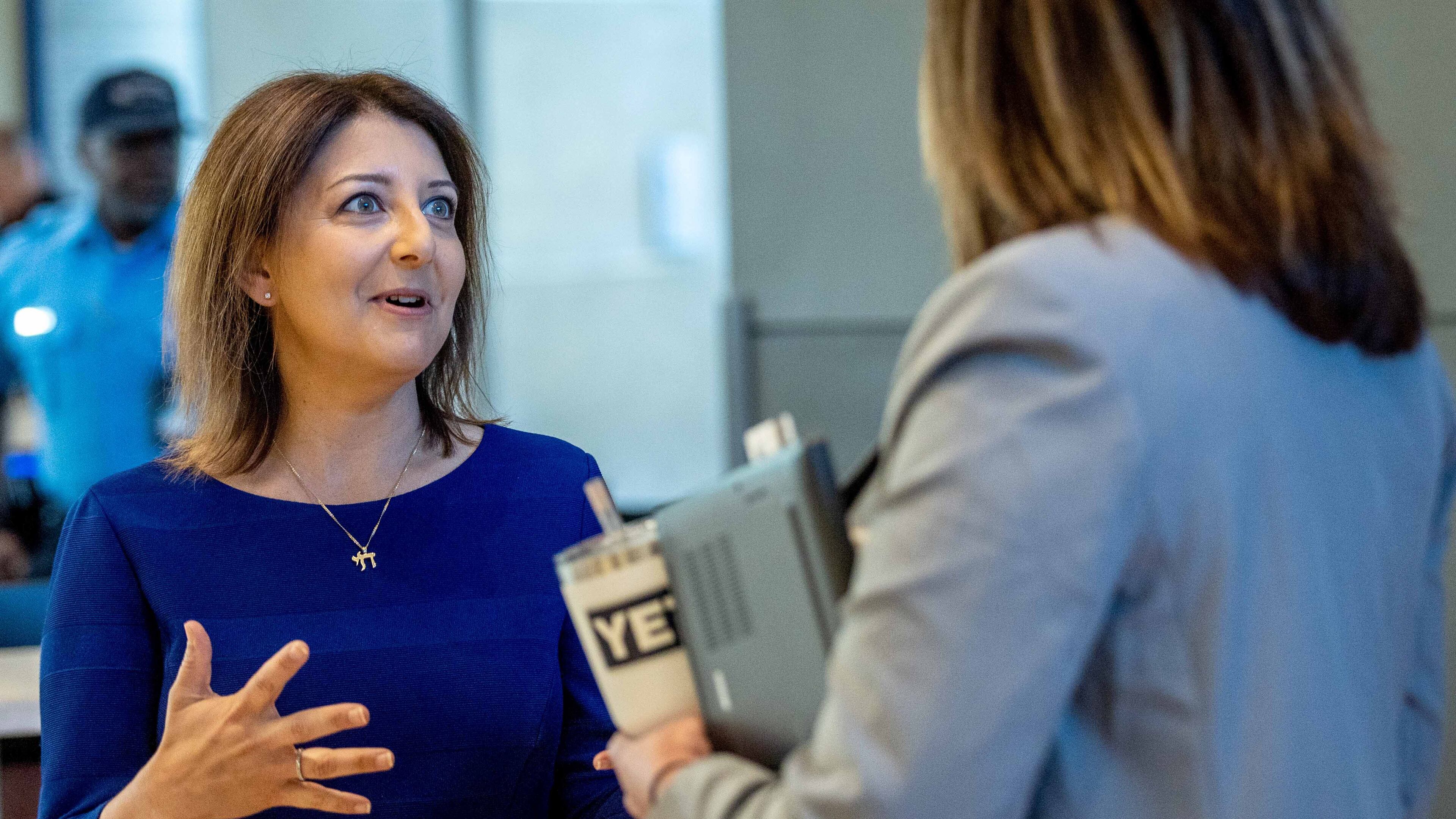 The new CDC Director, Dr. Mandy Cohen, talks with employees at the CDC headquarters in Atlanta Tuesday, July 11, 2023. (Steve Schaefer/The Atlanta Journal-Constitution/TNS)