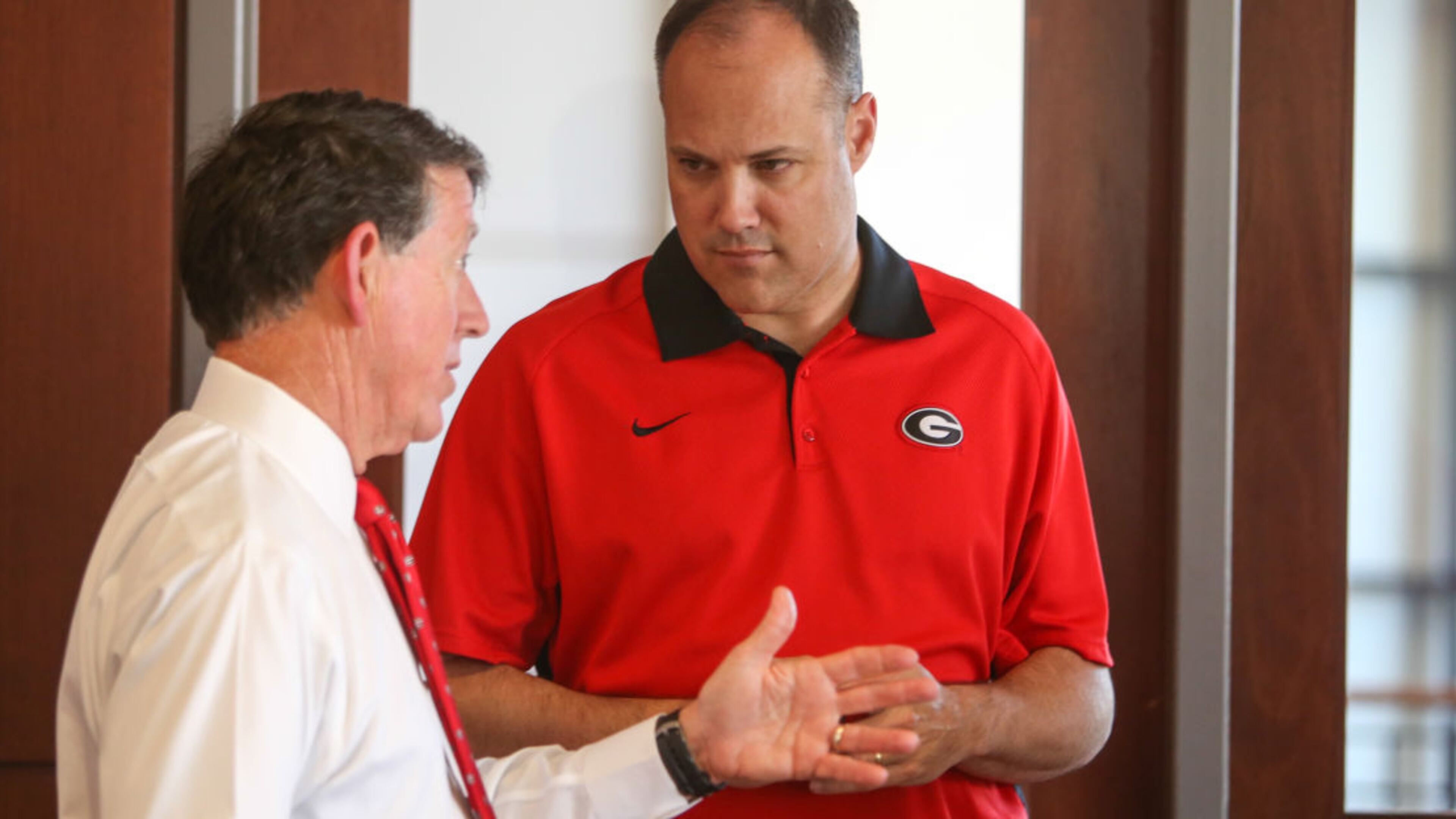 Georgia athletic director Greg McGarity pushed the button on football coach Mark Richt’s firing after the 2015 season but has given basketball coach Mark Fox at least one more season. (Photo by Randy Schafer)