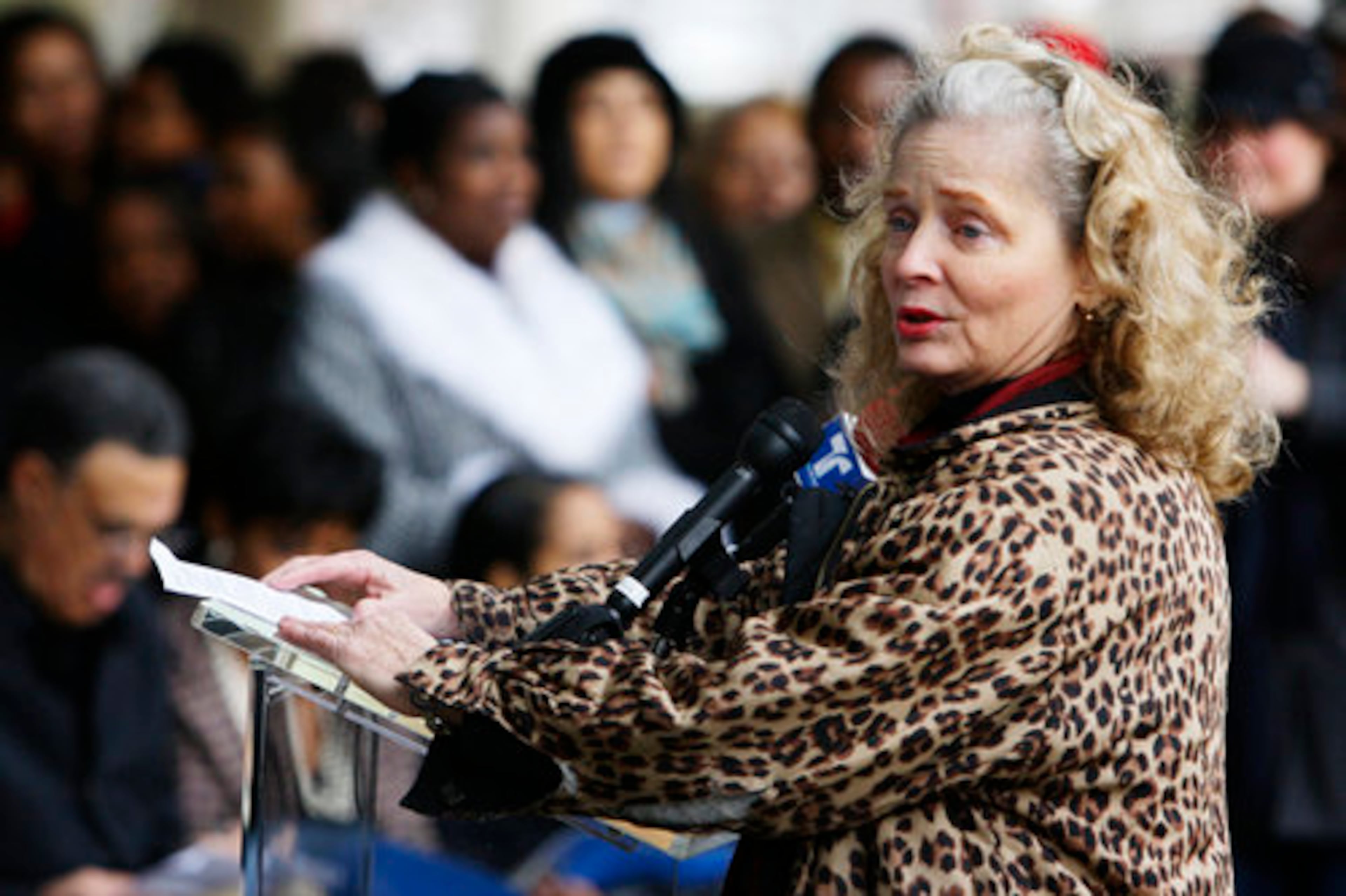 "Team Delsarte" volunteer coordinator Cheryl D'Amato thanks everyone who made the mural a reality.