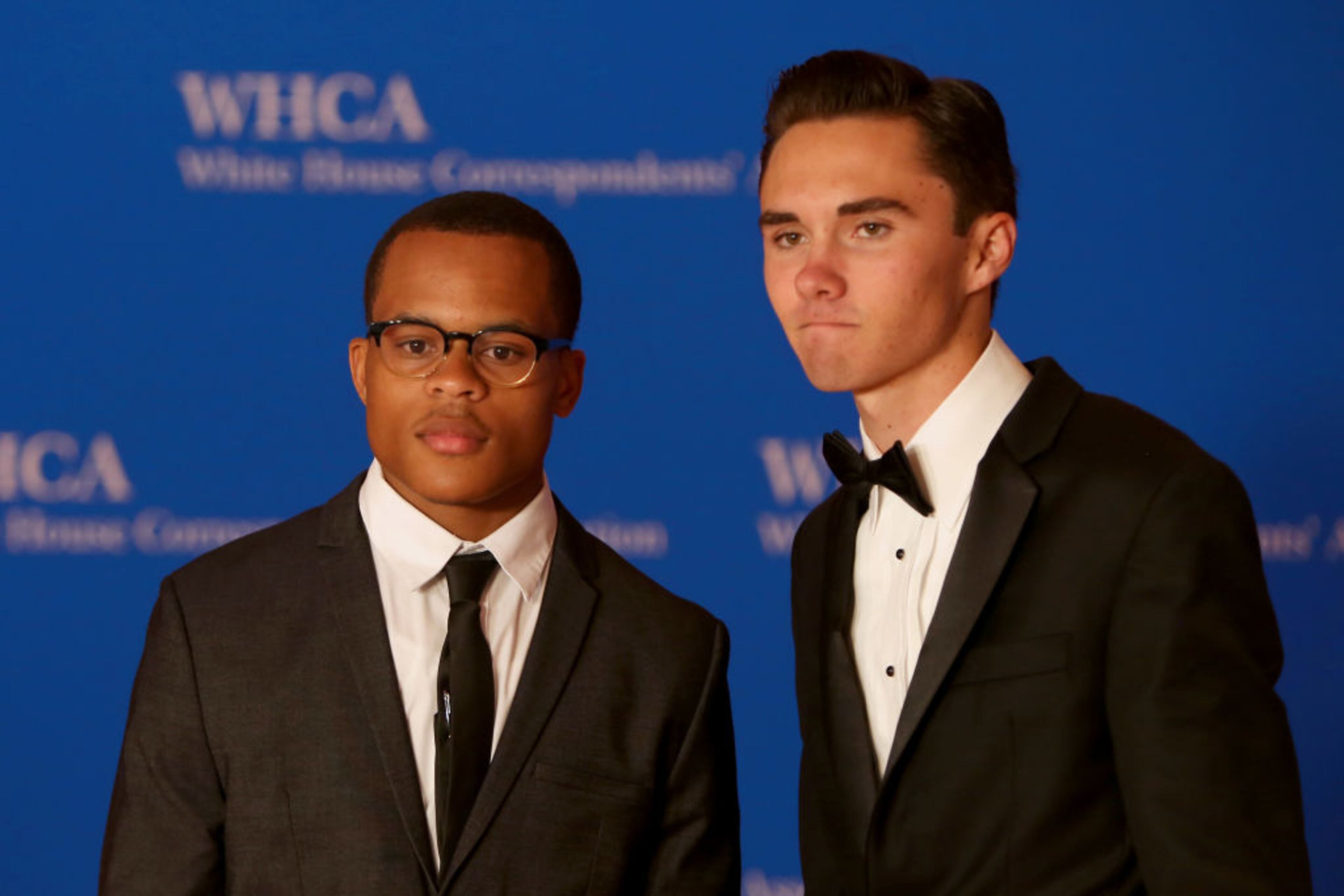 WASHINGTON, DC - APRIL 28: Scion Kelly (L) and Parkland shooting survivor and activist David Hogg attend the 2018 White House Correspondents' Dinner at Washington Hilton on April 28, 2018 in Washington, DC. (Photo by Tasos Katopodis/Getty Images)