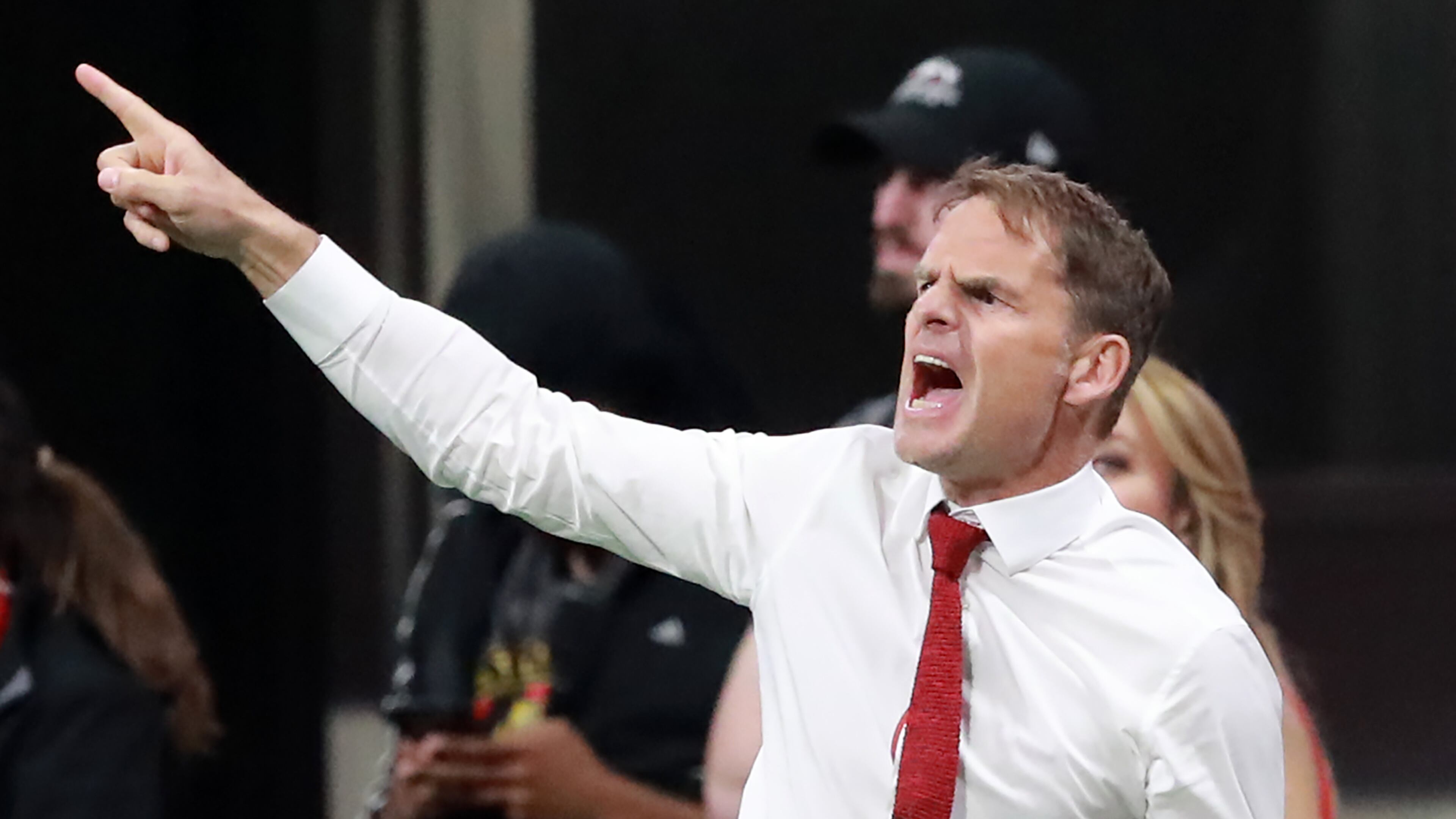 March 17, 2019 Atlanta: Atlanta United head coach Frank de Boer yells instructions to his team against Philadelphia Union during the second half in a MLS soccer match that ended in a 1-1 draw on Sunday, March 17, 2019, in Atlanta. Curtis Compton/ccompton@ajc.com