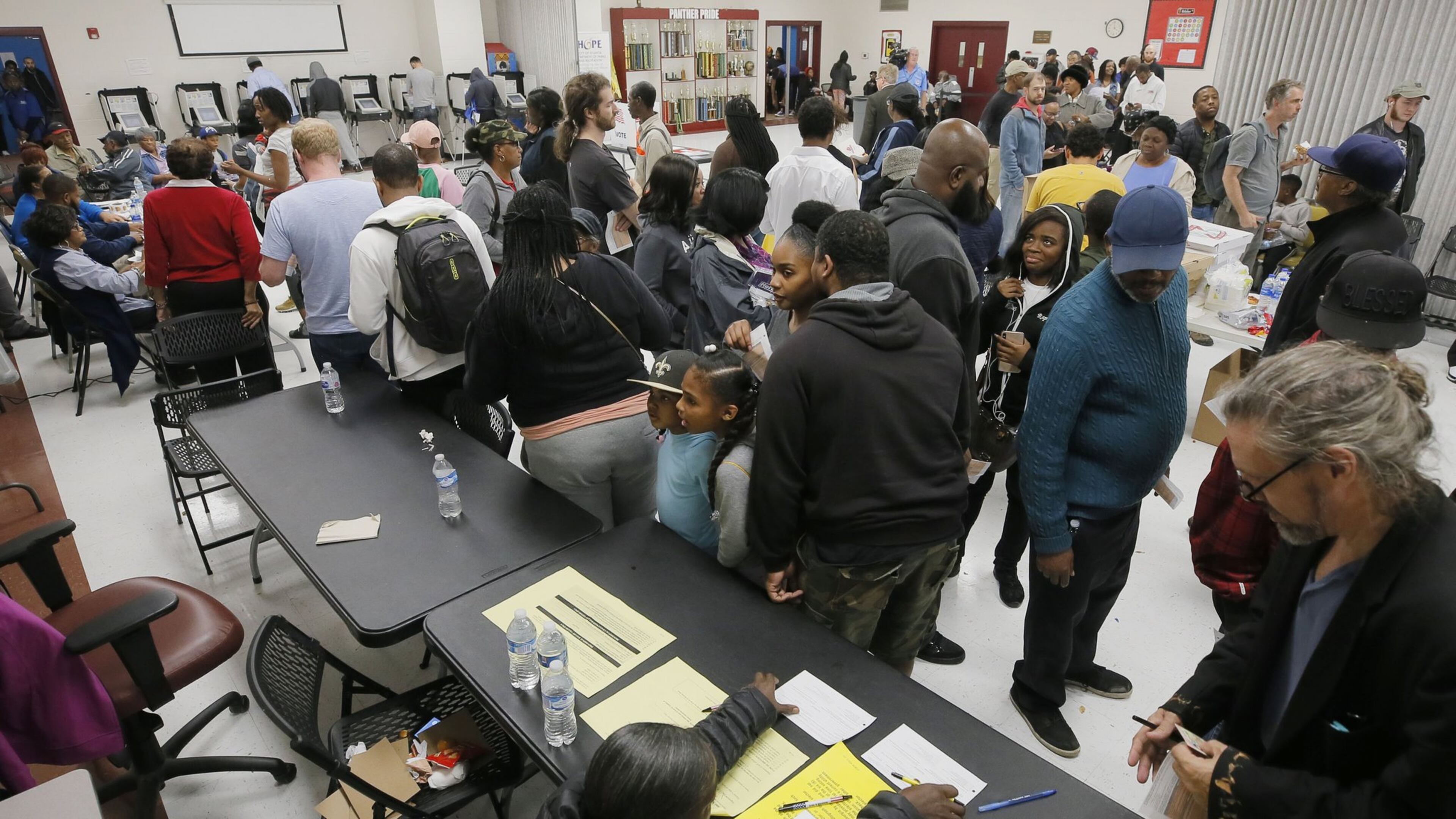 The wait time to vote at the Pittman Park precinct in Atlanta was reported to be three hours. The Fulton Board of Elections heard complaints from residents who worried about voter suppression. BOB ANDRES / BANDRES@AJC.COM AJC FILE PHOTO