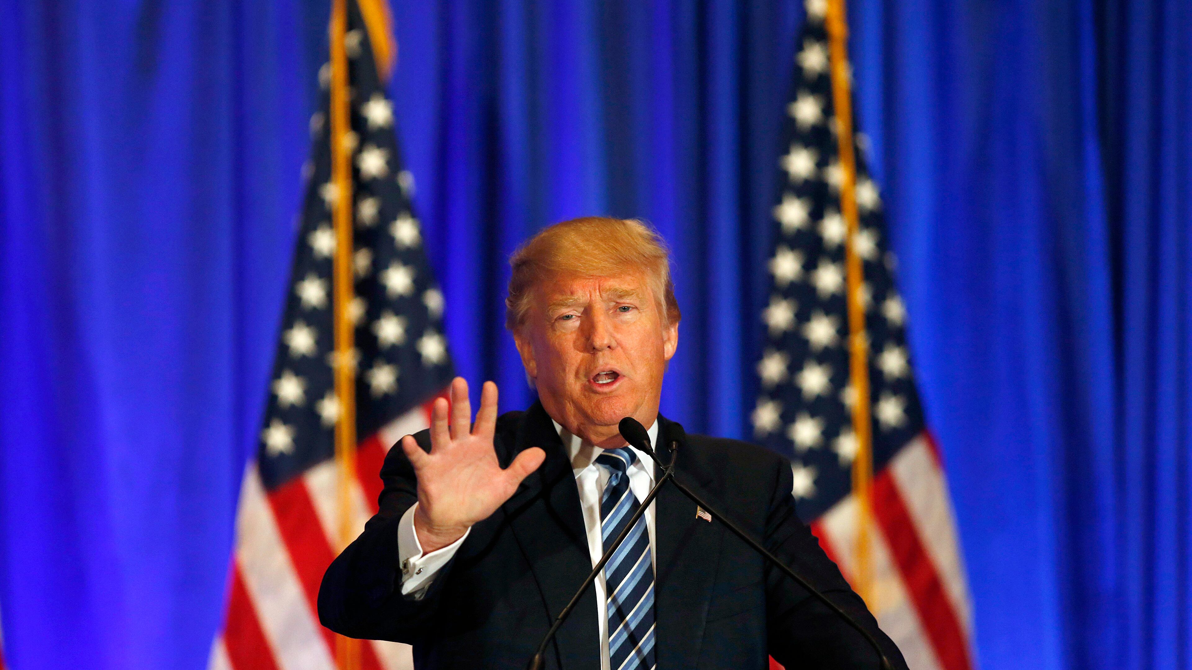 Republican presidential candidate Donald Trump speaks during a news conference in West Palm Beach, Fla. AP file/Brynn Anderson