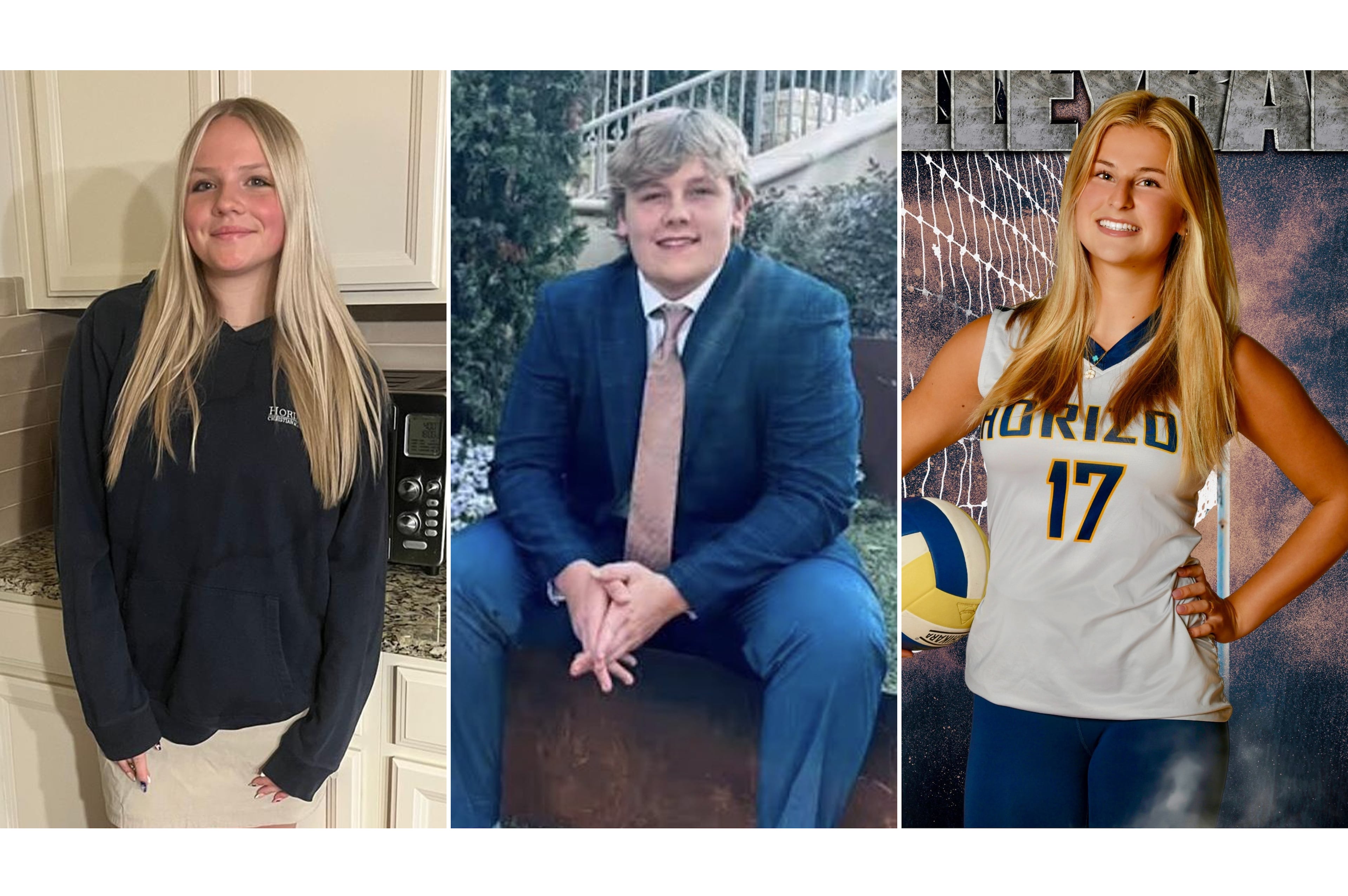 Metro Atlanta students (from left) Jaylyn Fehr, Jackson Mobley and Charlotte Martin were killed Monday in a Florida car crash. (Photos from GoFundMe, Horizon Christian Academy Facebook, GoFundme)