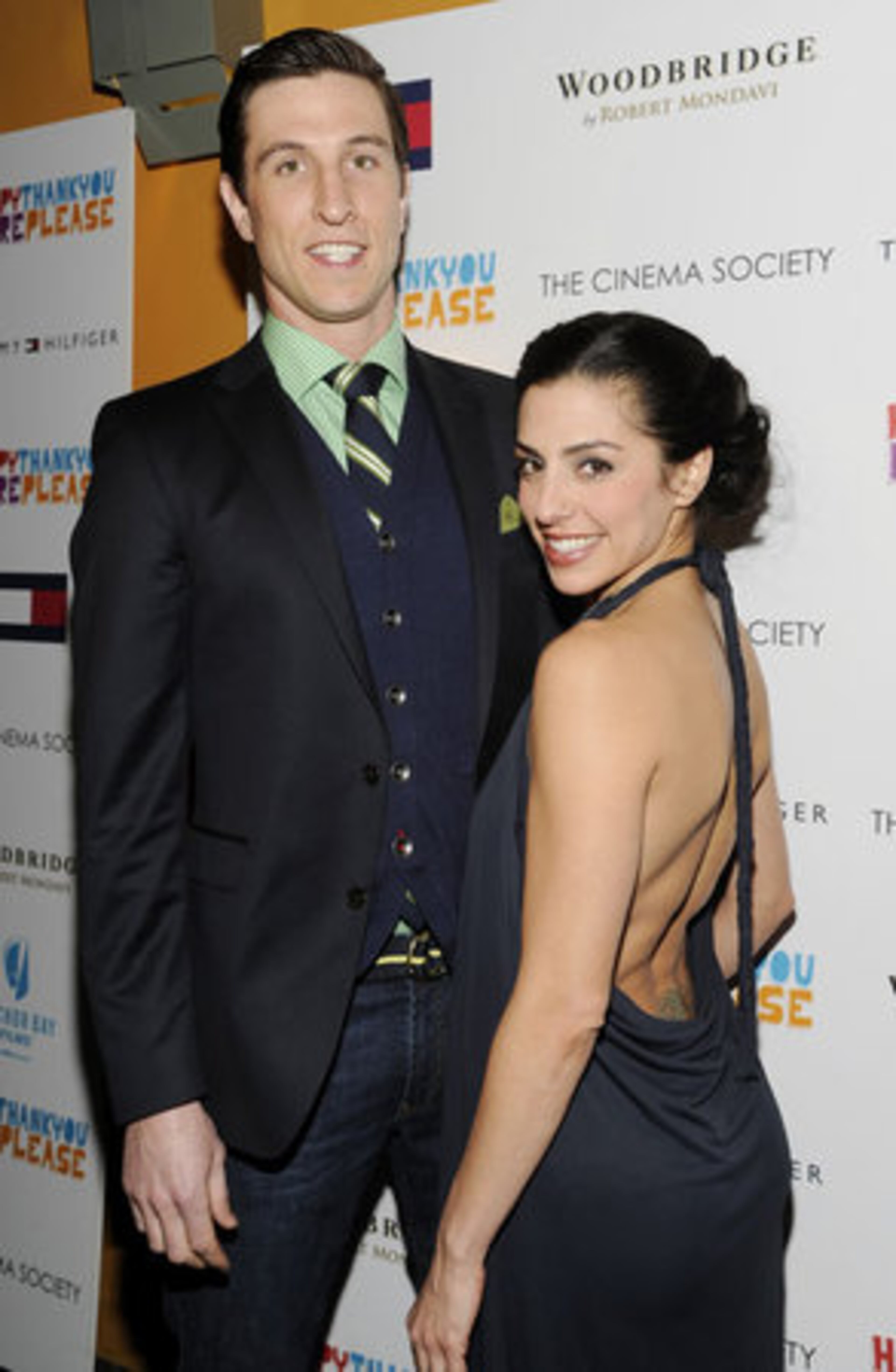 Pablo Schreiber arrives with his wife Jessica.