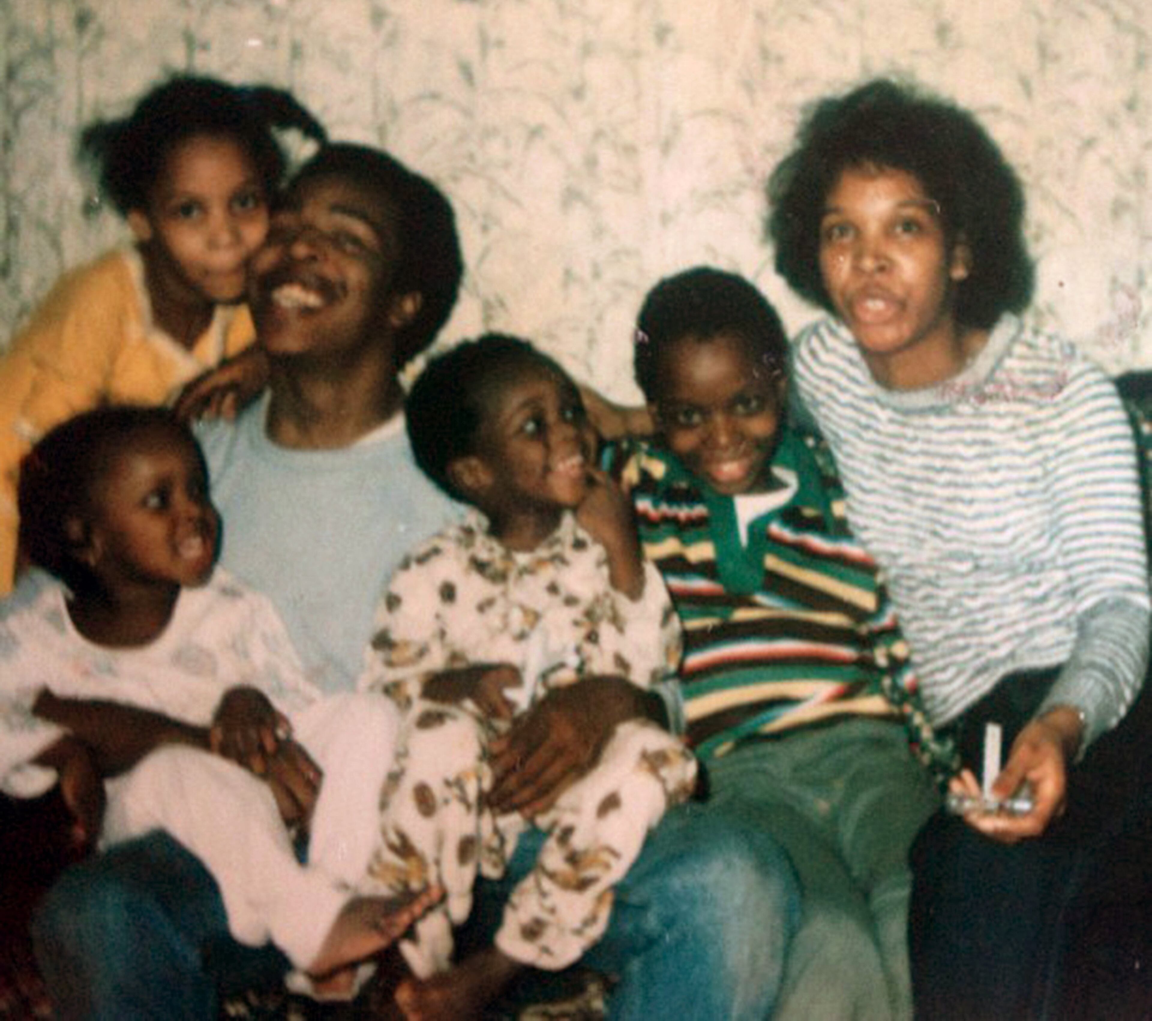 The only remaining photograph of the Pecou family dates to around 1979. From left to right is Negateri, 2 (bottom); Namibia, 7, (top); father Alphonso; Fahamu, 3; Kwasi, 9; and mother Betty Ann.