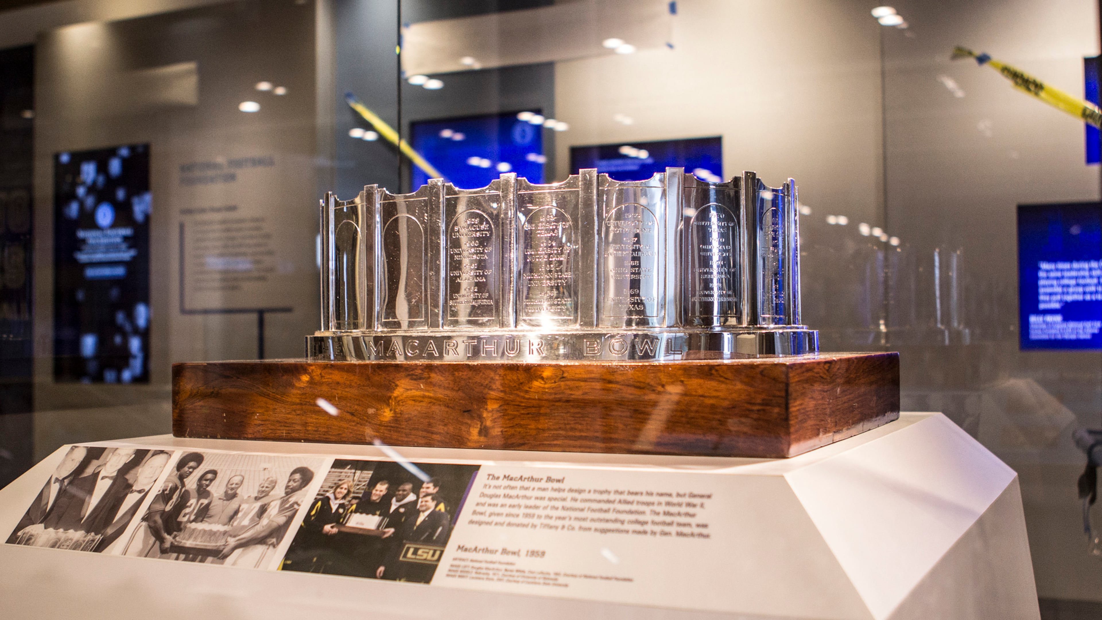 The MacArthur Bowl - awarded to every national champion since 1959 - is housed at the College Football Hall of Fame in Atlanta.