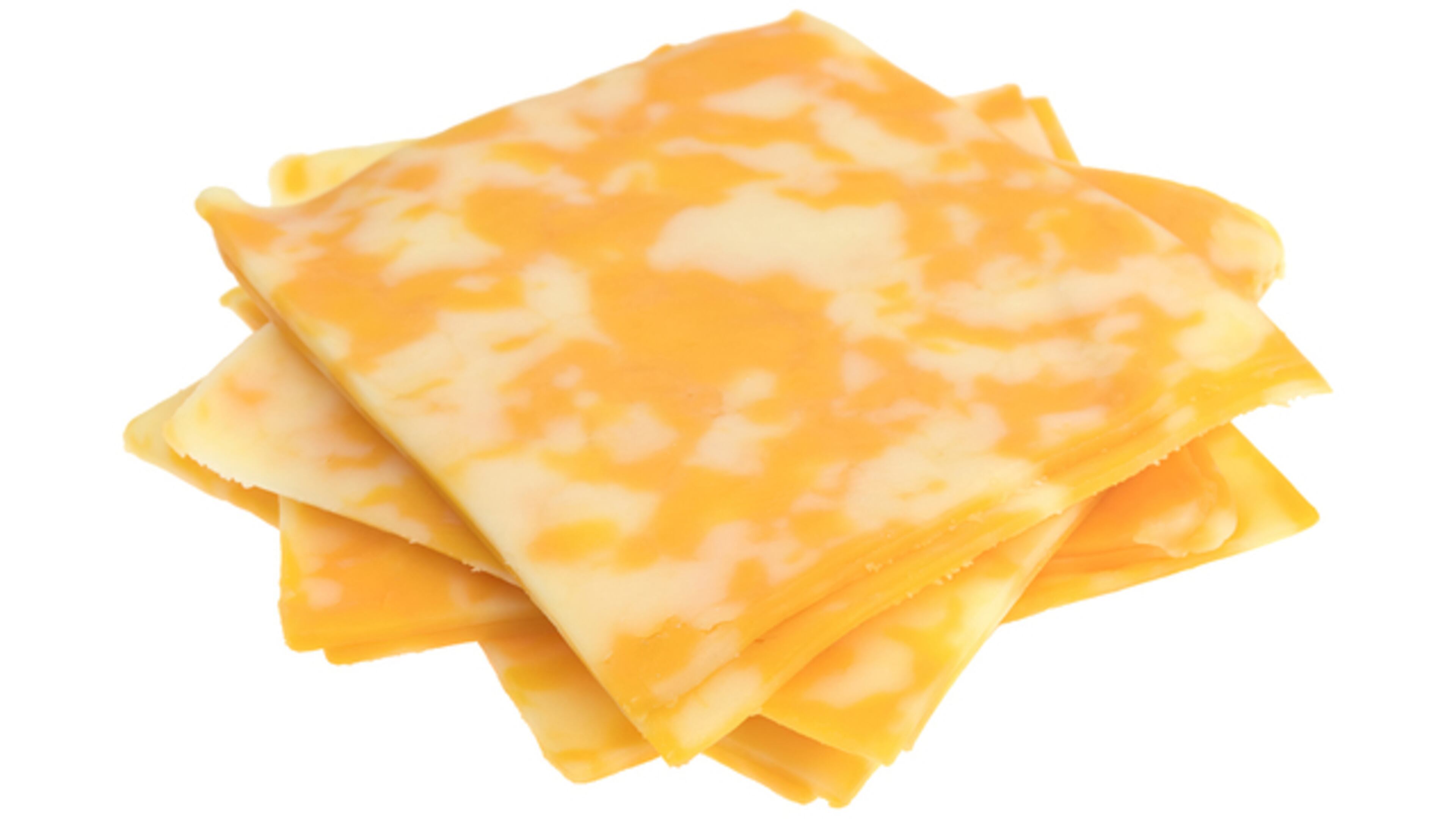 Several slices of Colby-Jack cheese.