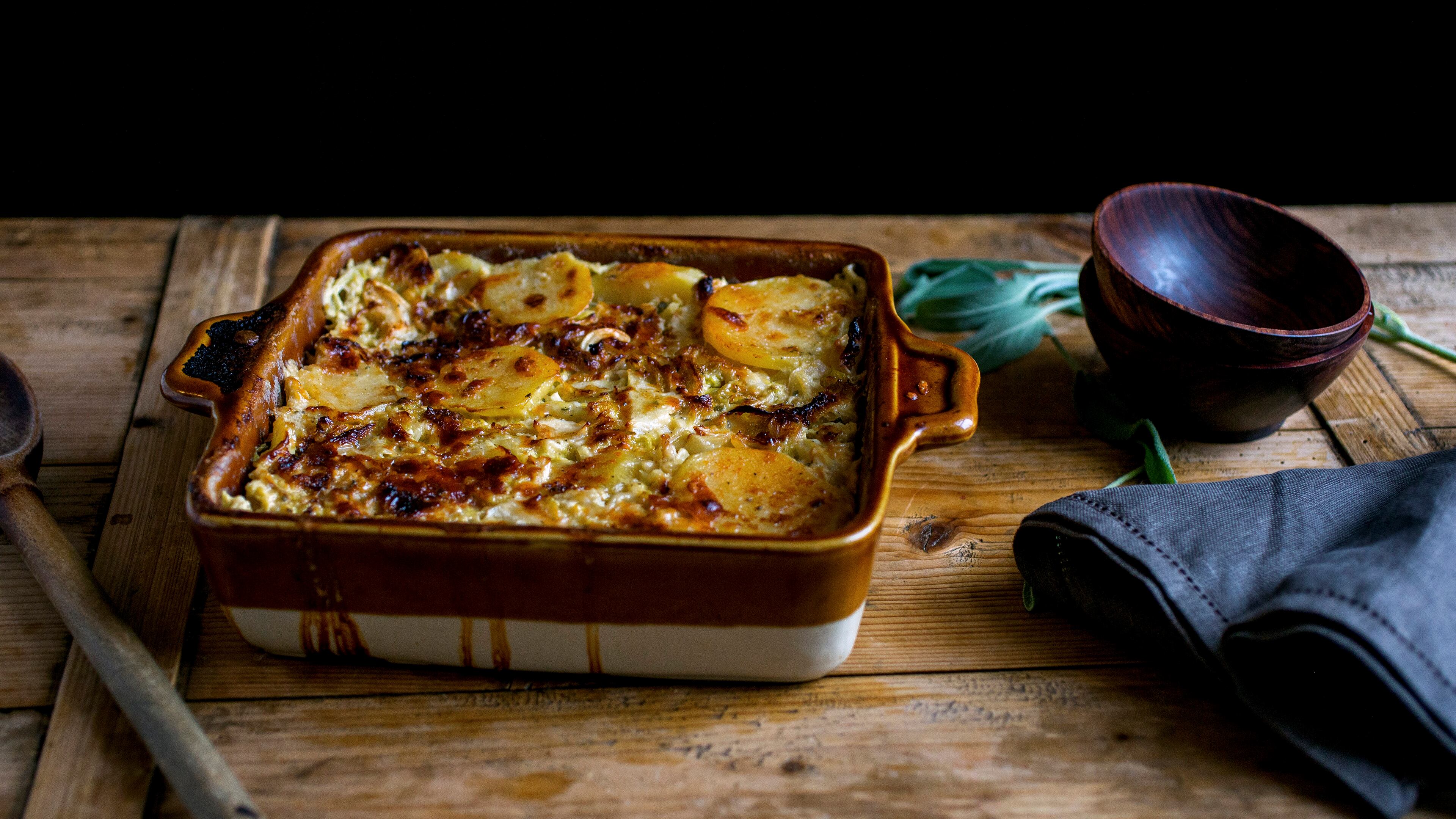 Cabbage and potato gratin, in New York, Feb. 15, 2016. This simple, satisfying gratin can work as a main dish or side.