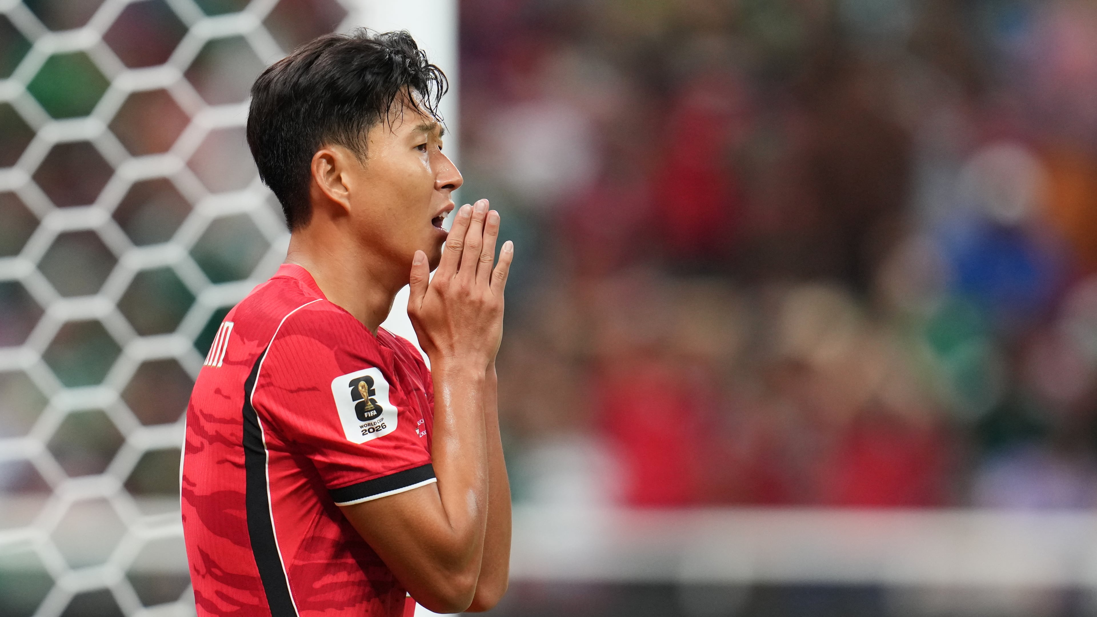 South Korea's Son Heung-min reacts during the World Cup Group A soccer match between South Korea and Czechia in Zapopan, near Guadalajara, Mexico, Thursday, June 11, 2026. (AP Photo/Matias Delacroix)