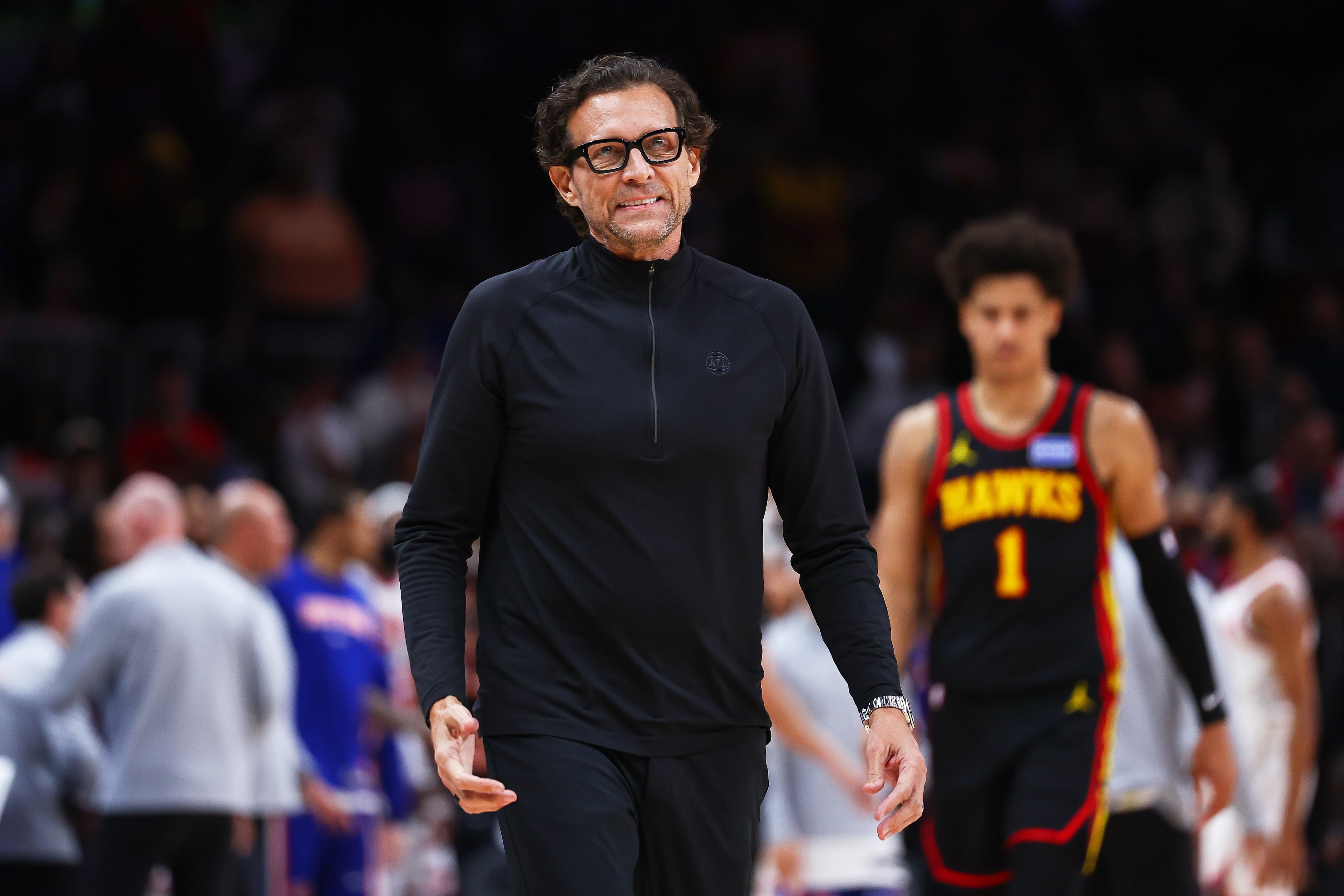 Hawks head coach Quin Snyder reacts to a call during an April 6 game against the Knicks. Not to our picks. (Colin Hubbard/AP)