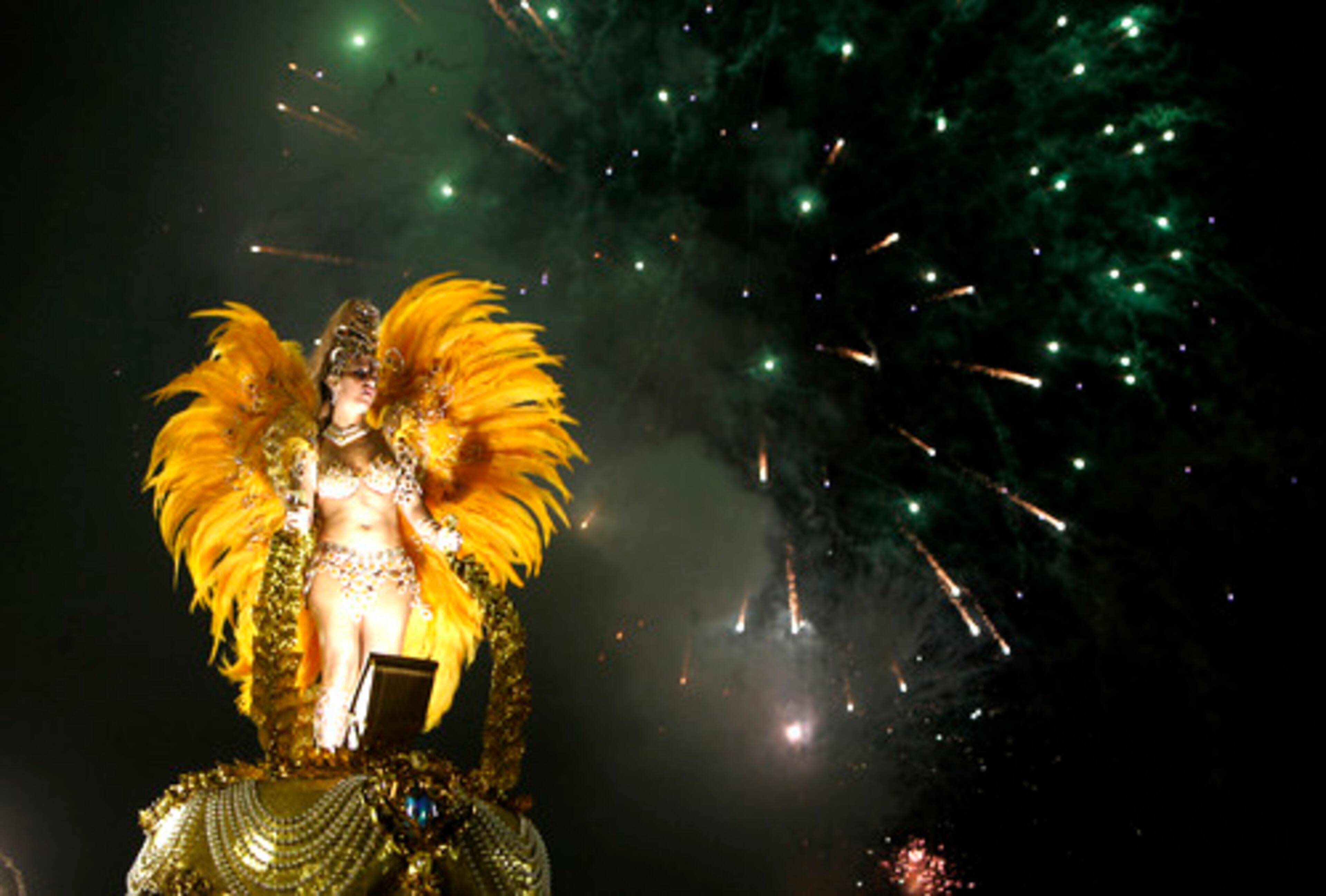 A performer of the Unidos da Tijuca samba school parades at the Sambadrome.