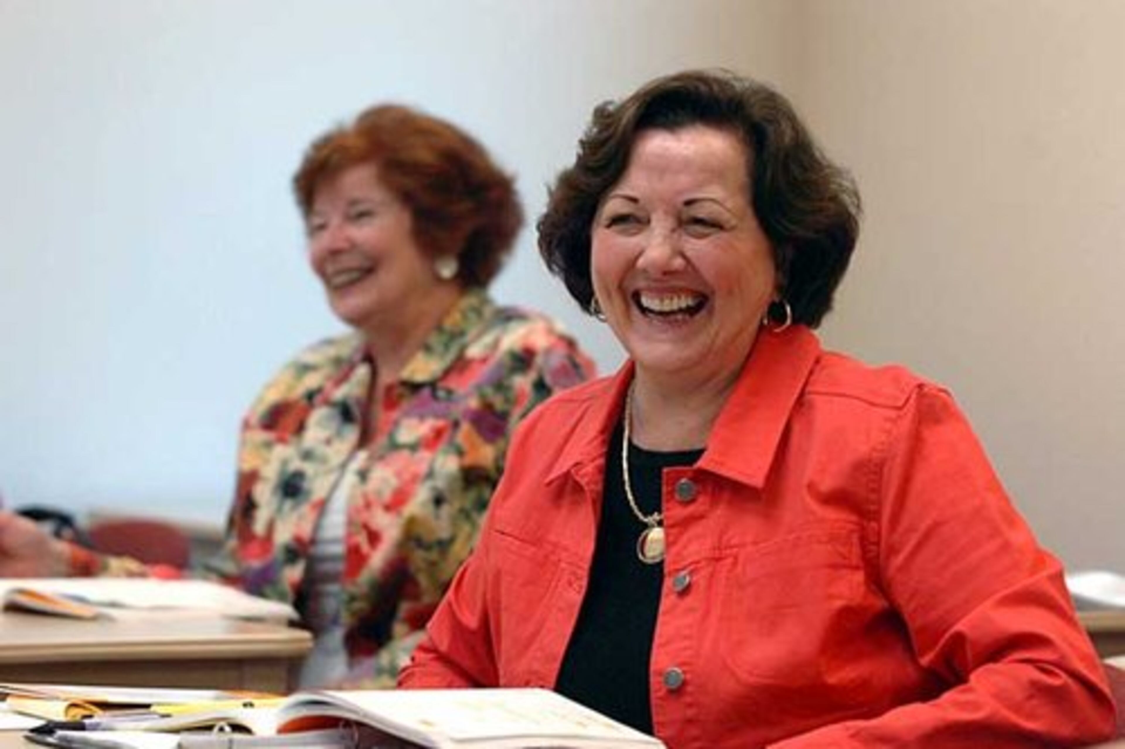 Jane O'Hara (left) and Geneva Barnes are all smiles in class. The courses are like eating ice cream without calories. There are no grades, no homework and no exams.