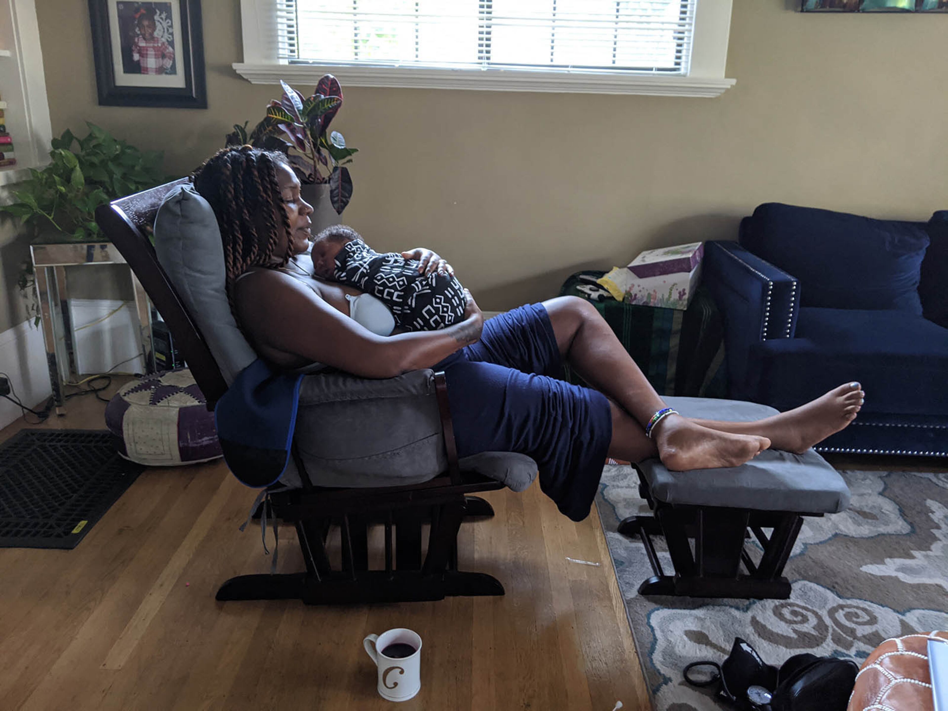 Since her home birth in August, TaNefer Camara has been posting videos and the story of her delivery on social media as an example to other African American women. "Now I'm hearing from Black women who didn't even know that home birth was an option for them," she says. (Photo by Rachel Scheier/California Healthline/TNS)