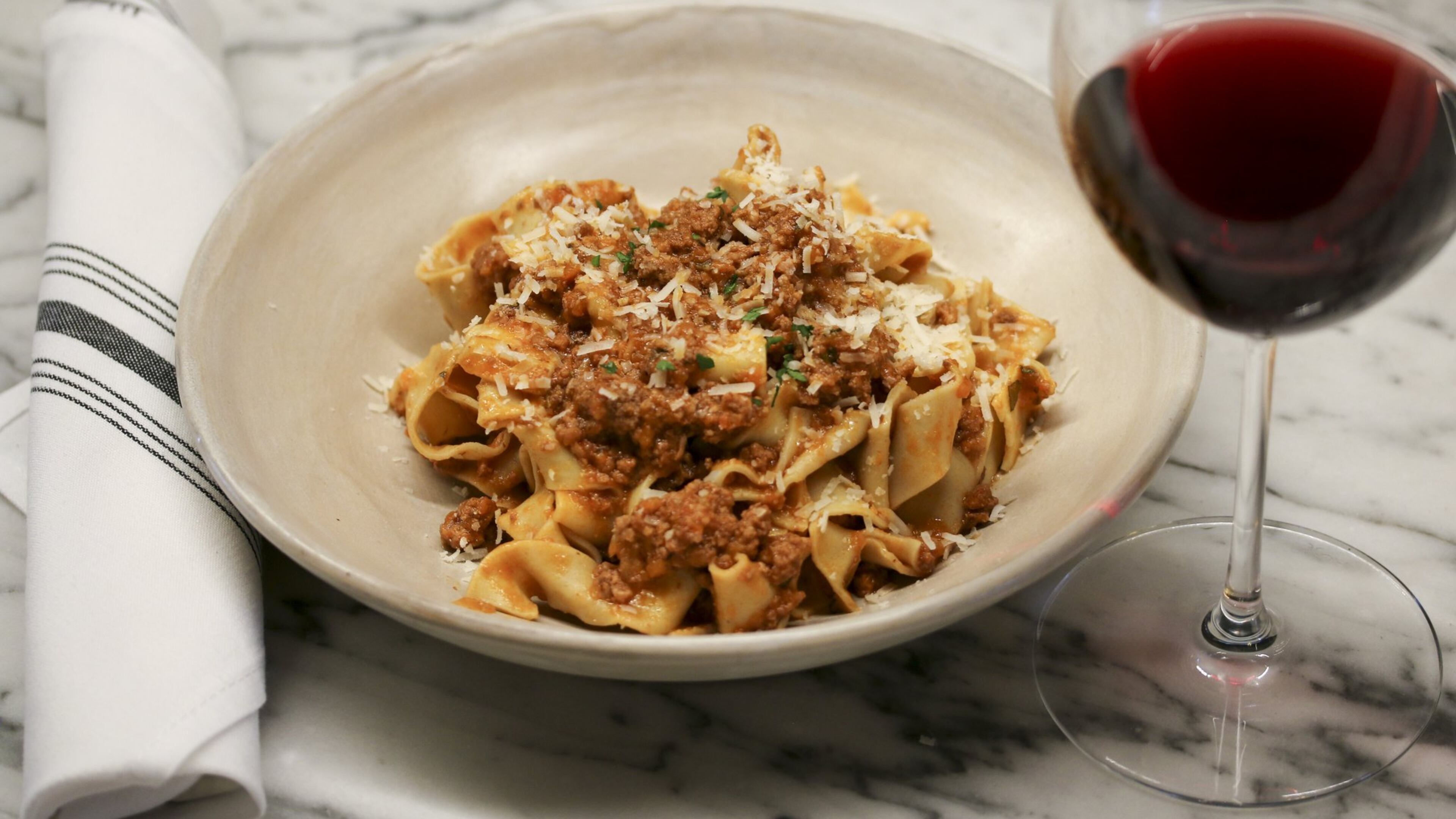 Bellina Allimentari’s Ragu is served with papparedelle the restaurant makes in house. Andrew Thomas Lee
