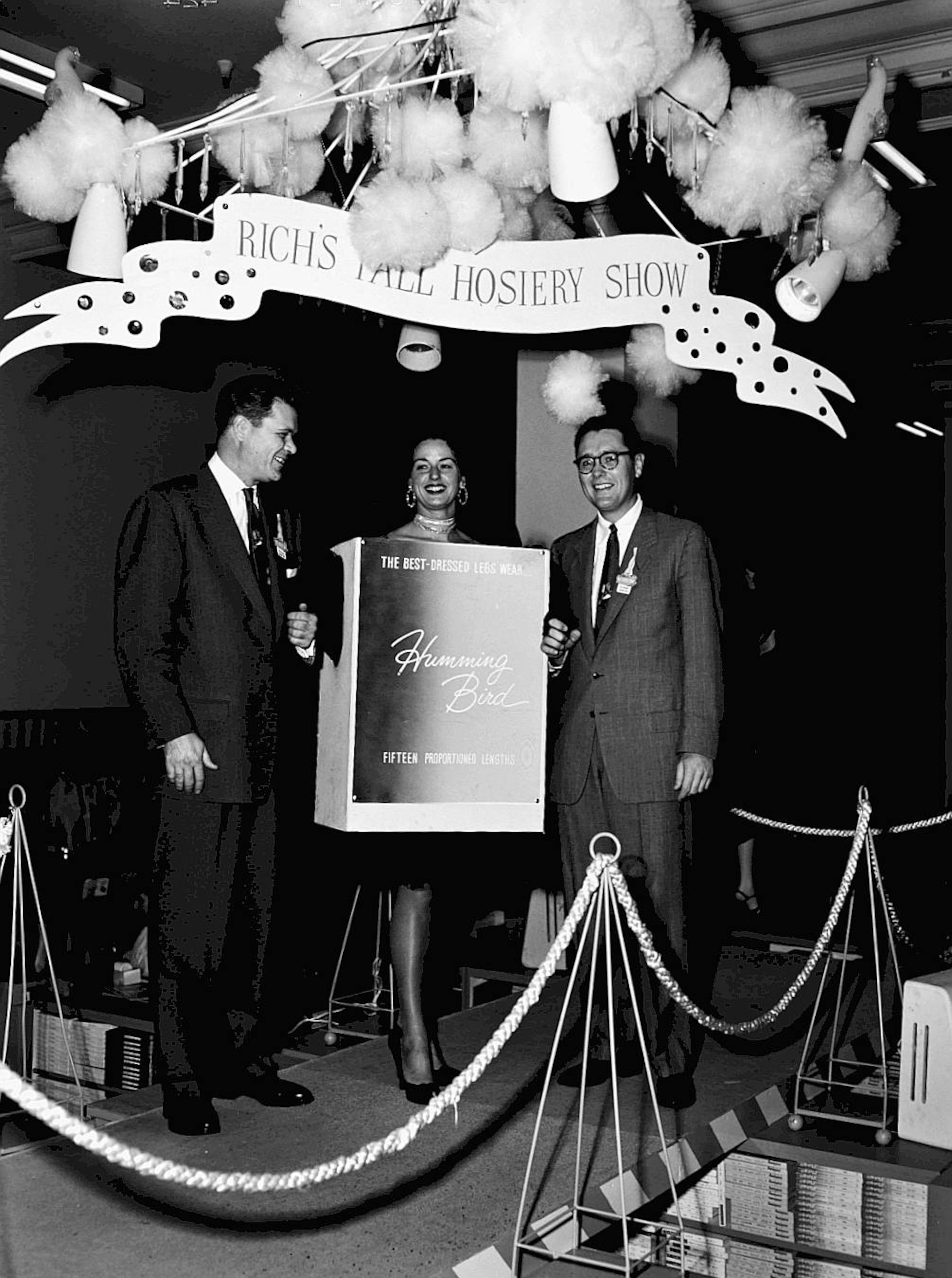 Known for its annual Harvest Sale and Fashionata, the annual musical fashion show, Rich's was bringing Atlantans close to high fashion decades before global fashion shows were accessible via television and social media. Here, a model works the runway as part of Rich's 1953 Fall Hosiery Show.