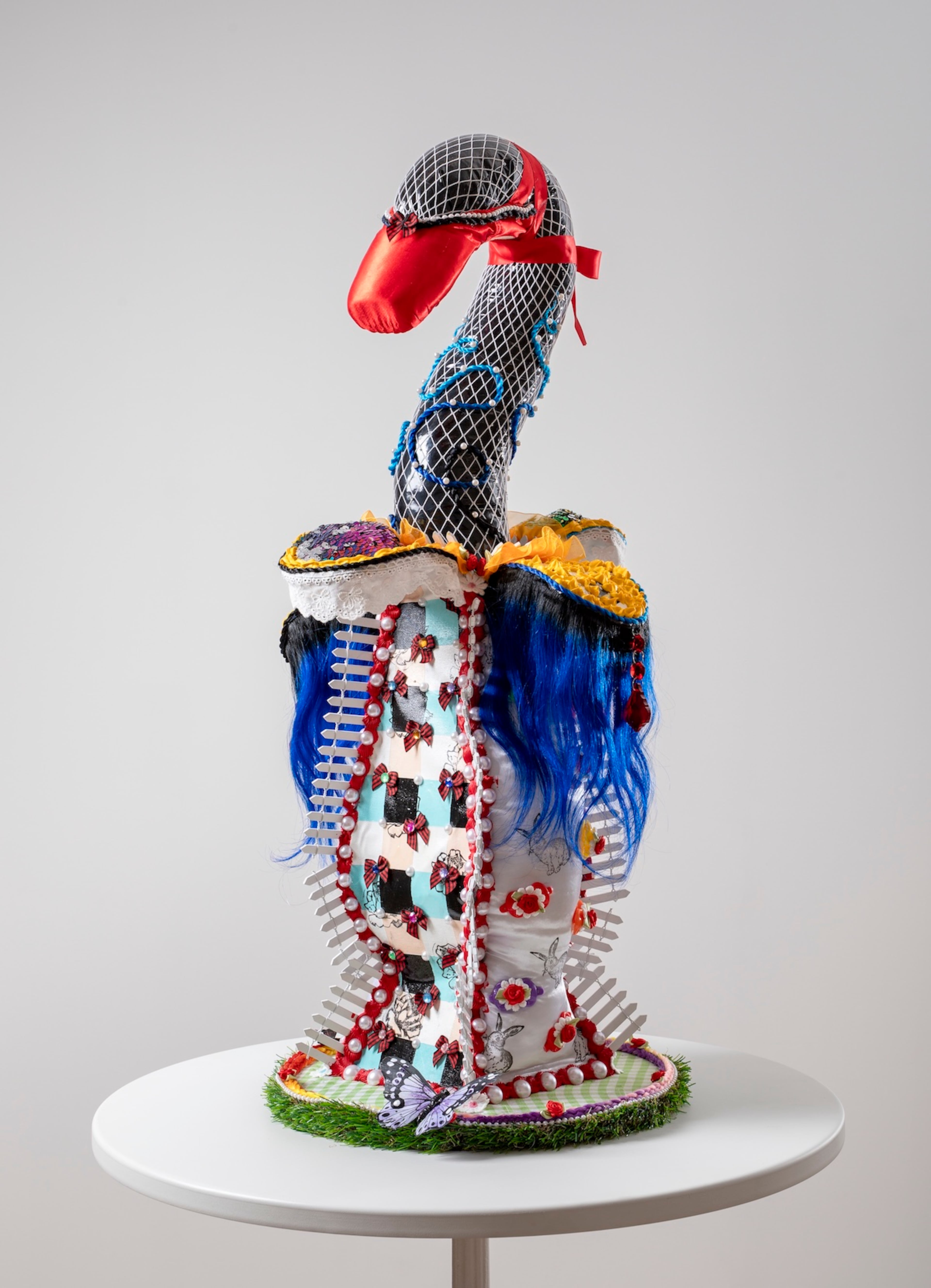 "No Harm, No Fowl" (2024) is created from a ballet slipper, hair, fencing and gouche, by Victoria Dugger. (Courtesy of Victoria Dugger/Nicholas Knight)