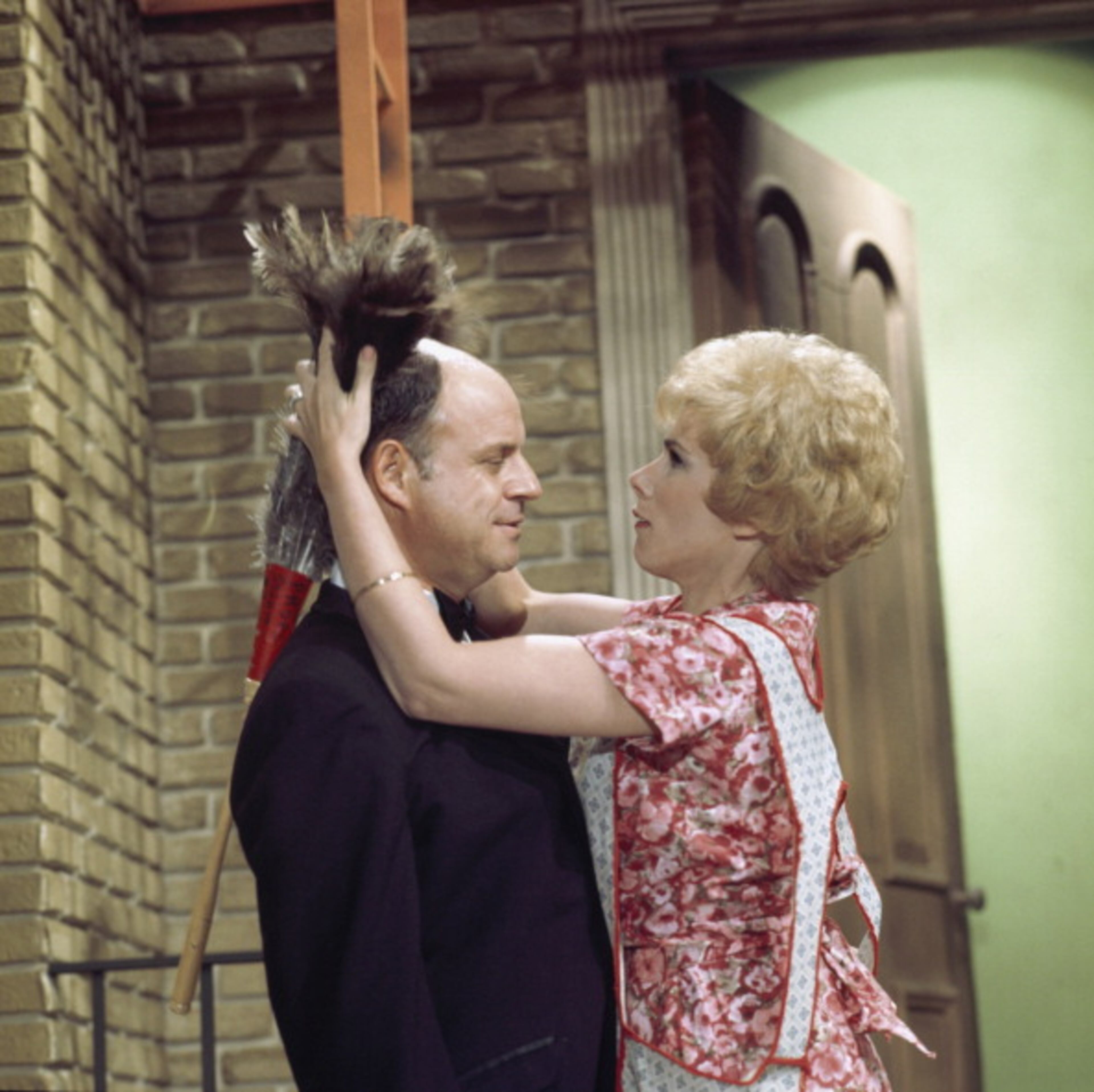 KRAFT MUSIC HALL -- Episode 39 -- Aired 08/21/1968 -- Pictured: (l-r) Don Rickles, Host Joan Rivers (Photo by NBC/NBCU Photo Bank via Getty Images)