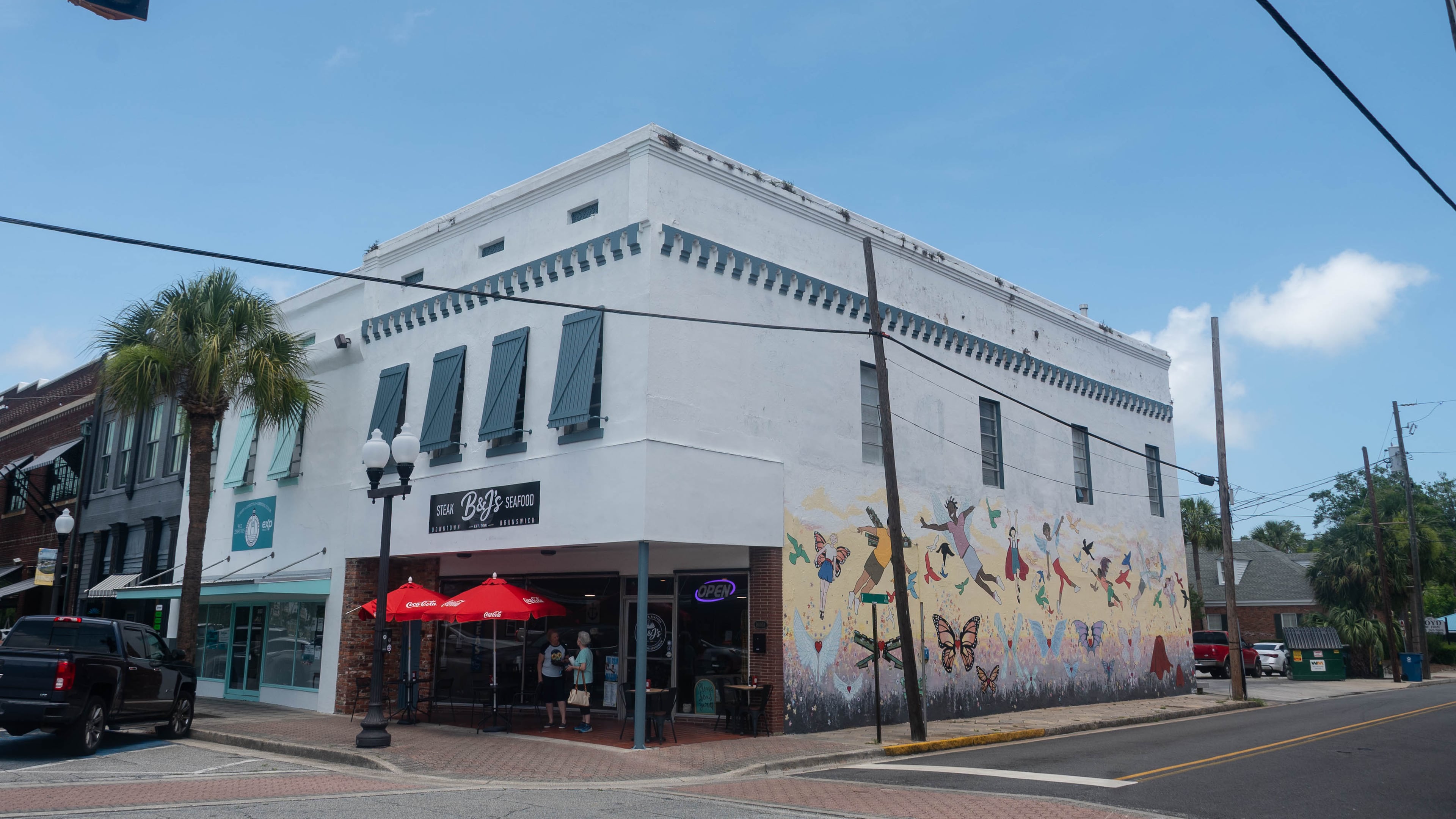 The Brunswick location of B&J's Steak and Seafood occupies a historic storefront on Newcastle Street. (Bill Dawers for the AJC)