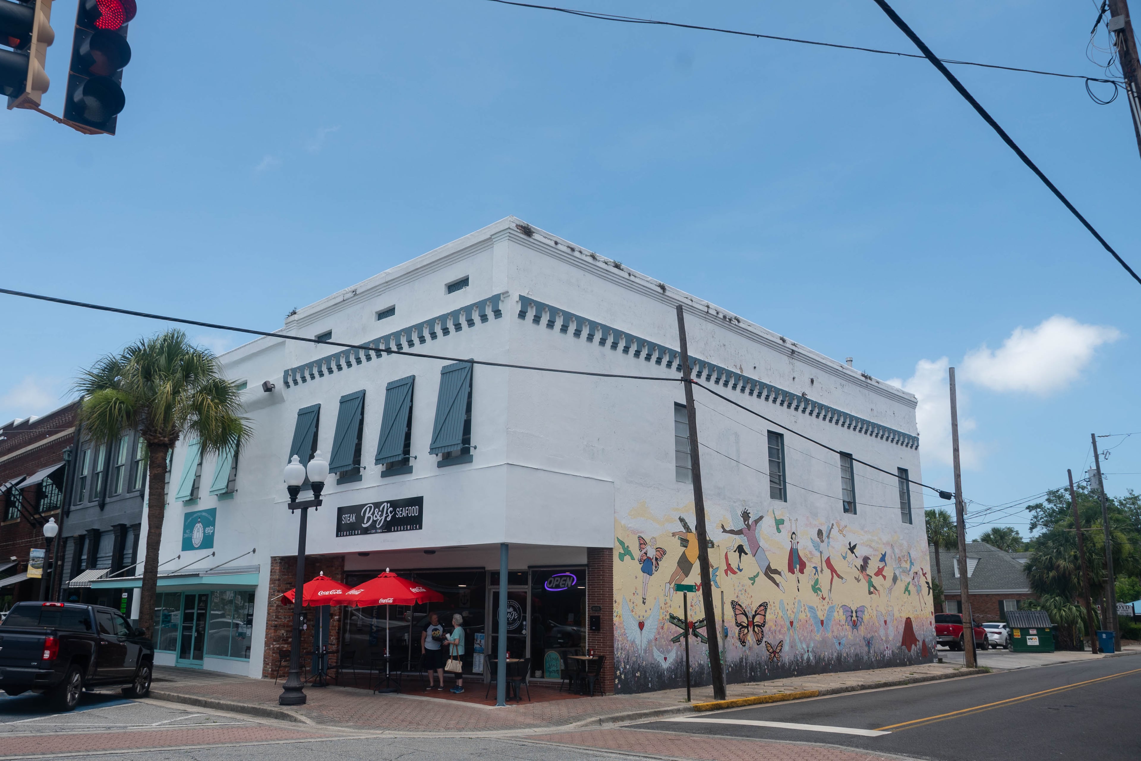 The Brunswick location of B&J's Steak and Seafood occupies a historic storefront on Newcastle Street. (Bill Dawers for the AJC)