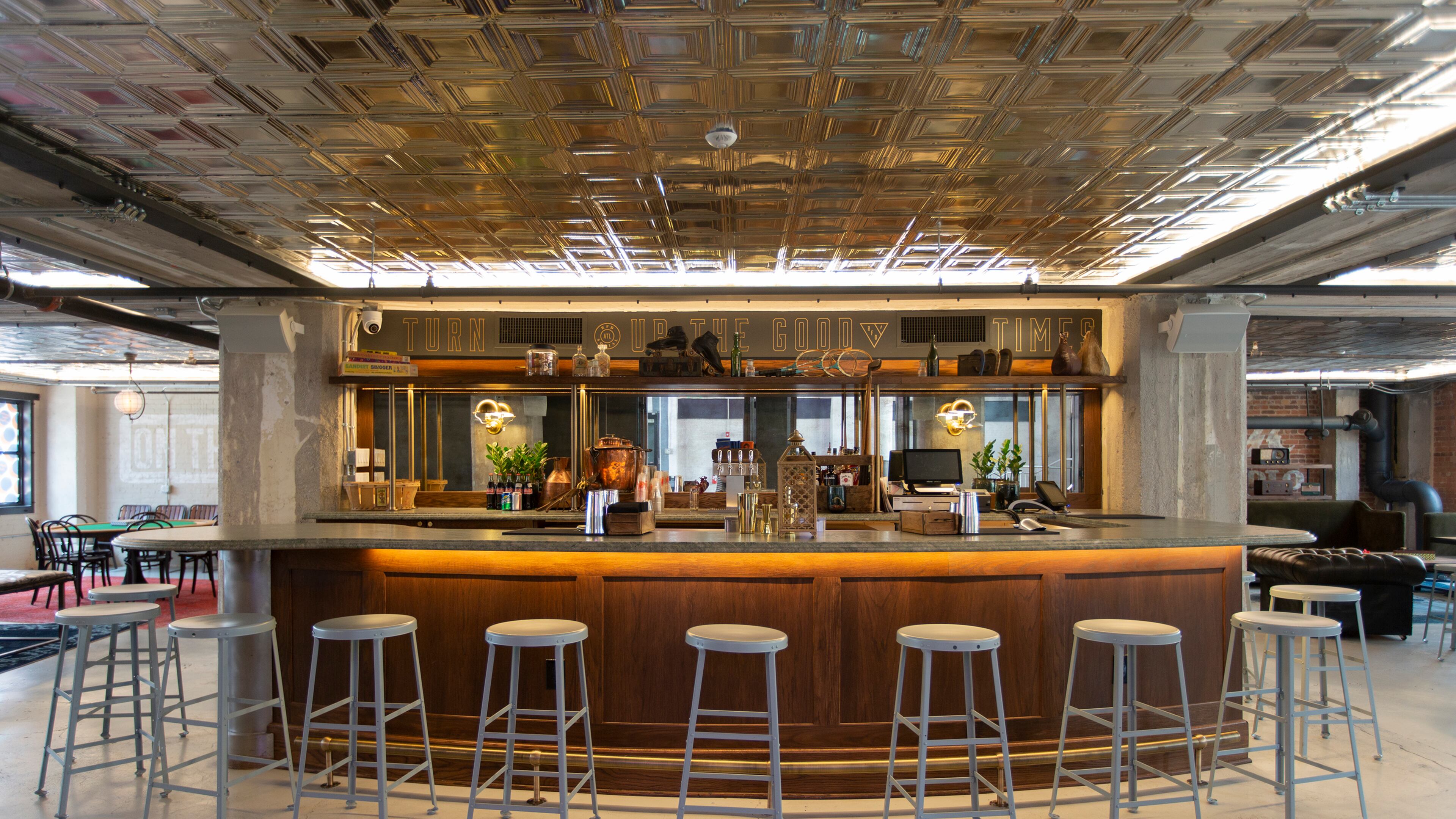 The bar in The Parlour, part of RFD Social at Ponce City Market.