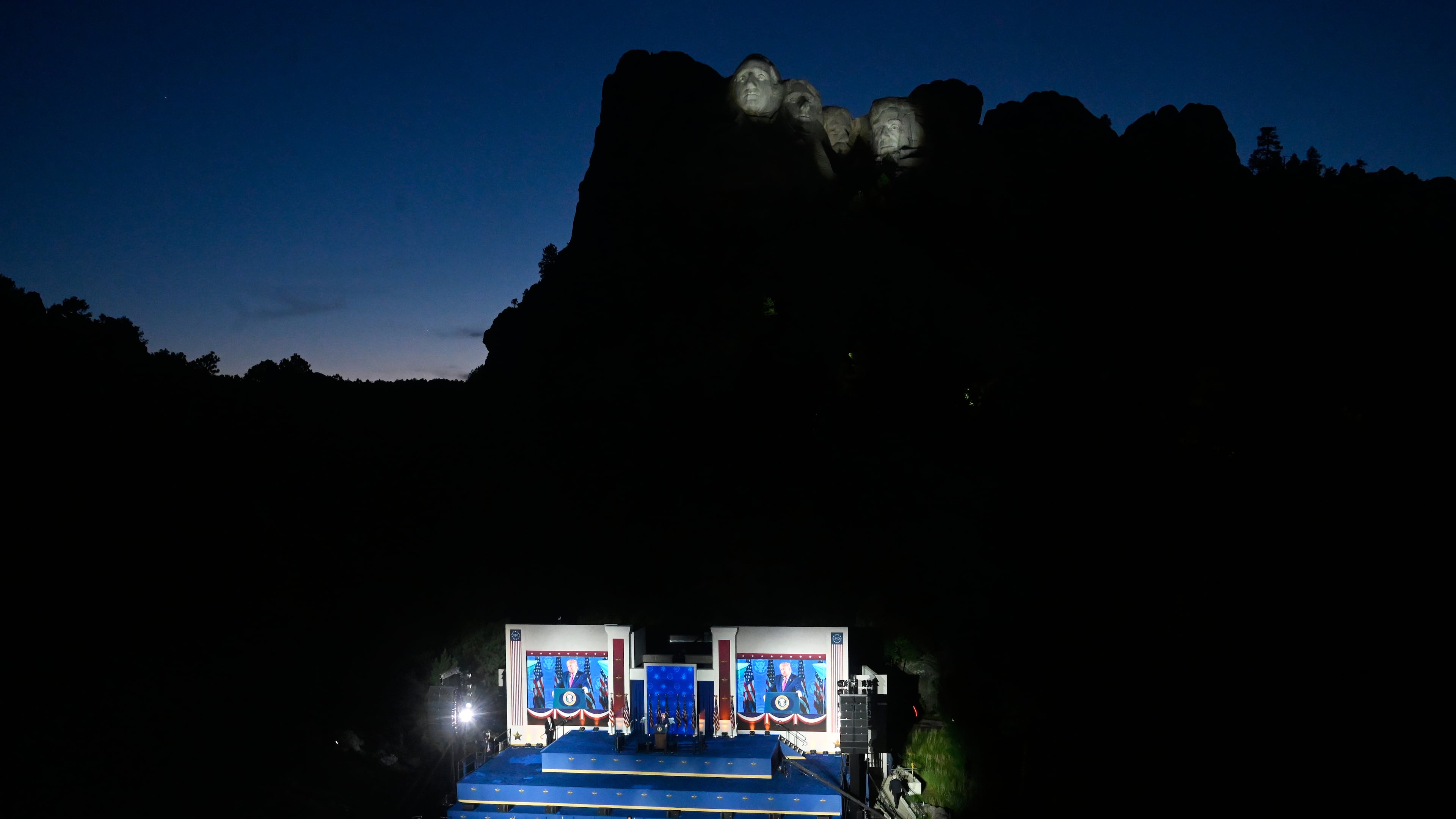 President Donald Trump speaks at Mount Rushmore National Memorial, Friday, July 3, 2026, near Keystone, S.D. (AP Photo/Matt Gade)
