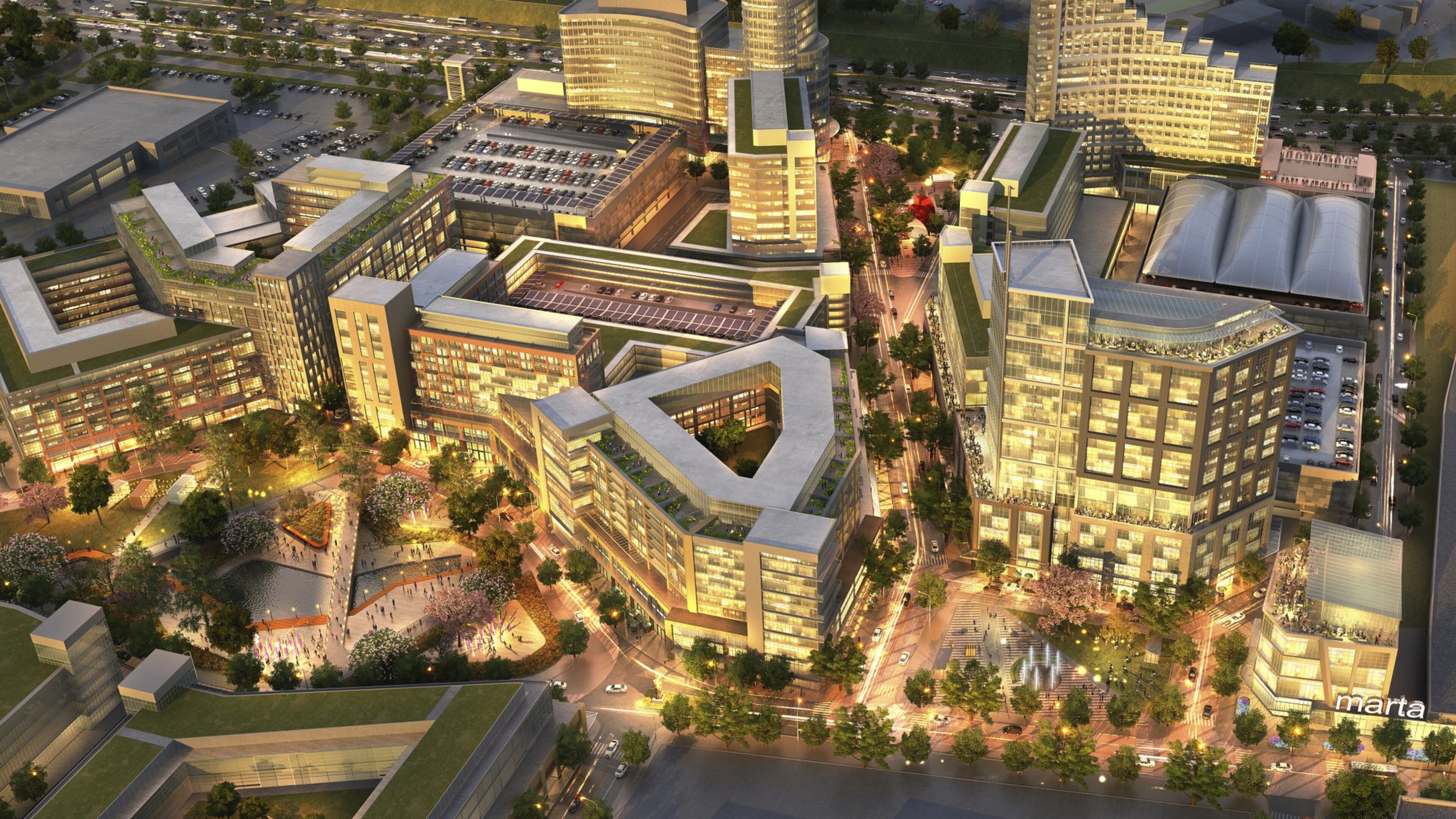 A rendering of the corporate campus portion of the proposed Assembly development in Doraville. The Integral Group and partners propose converting the former General Motors plant in Doraville into a $1.6 billion mixed-use development.