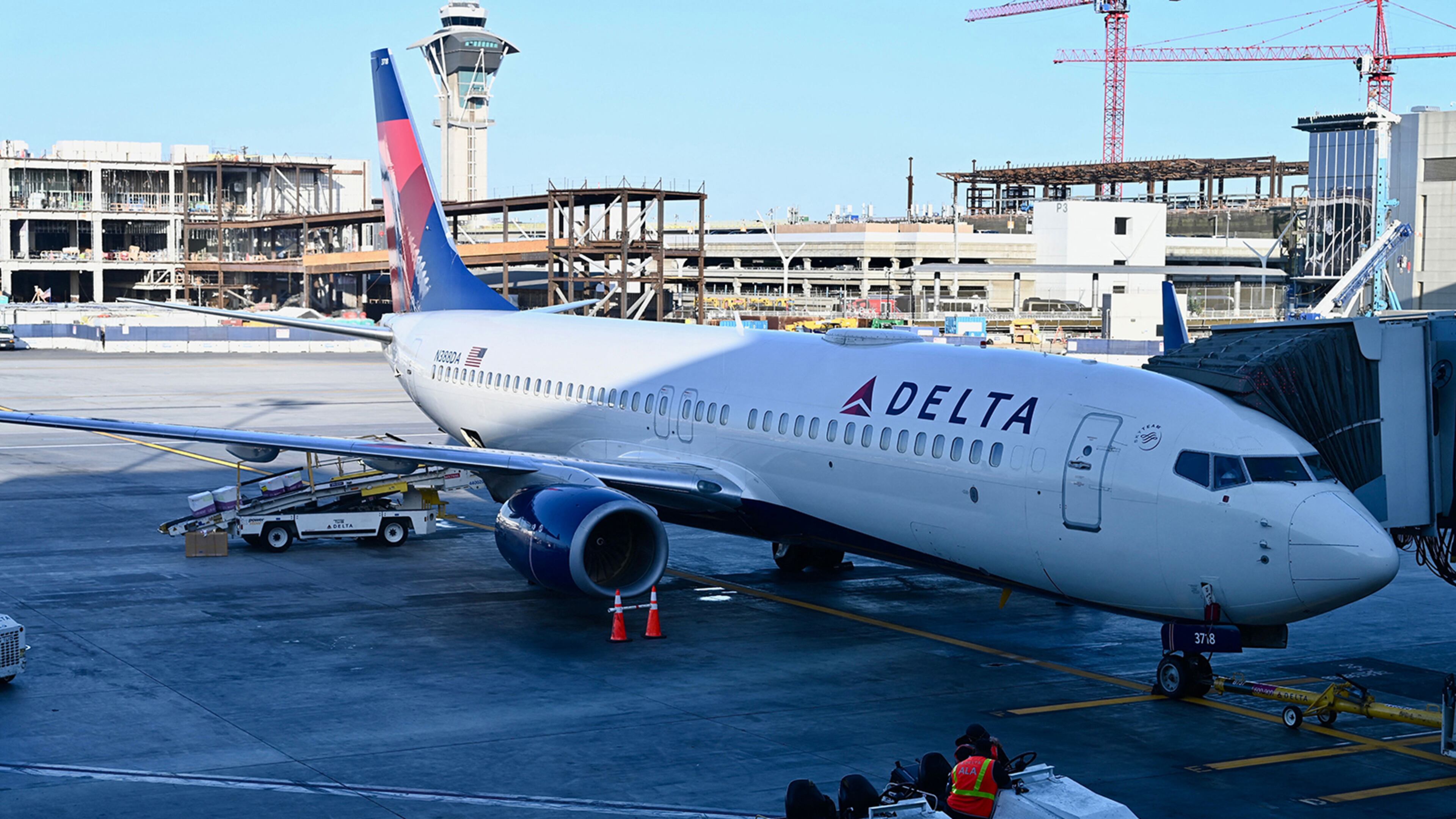 A Delta Air Lines Boeing 737 MAX is seen at Los Angeles International Airport on June 19, 2022. (Daniel Slim/AFP via Getty Images)