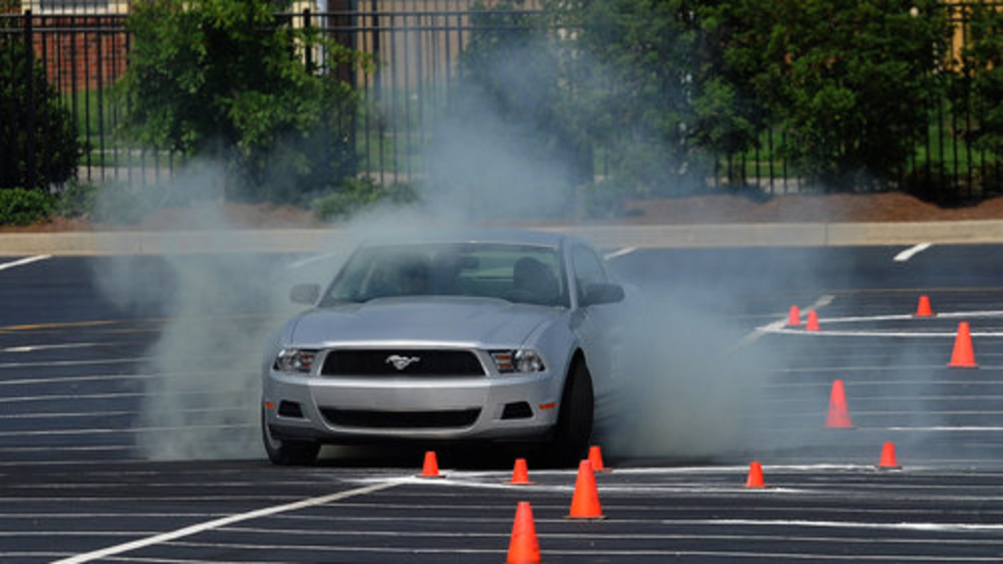 A student spins out during Ford Motor Company Driving Skills for Life Program.