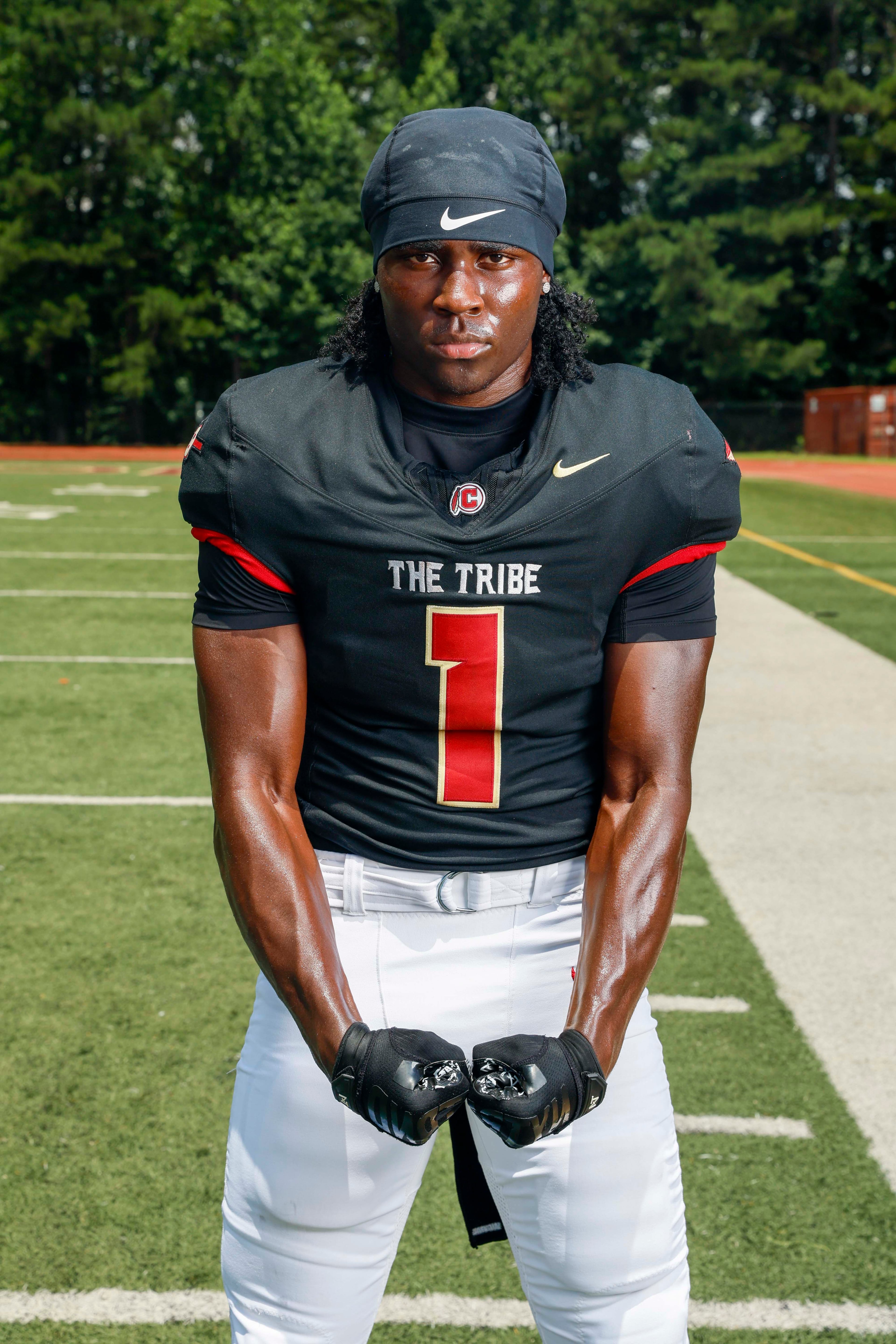 AJC Super 11 Creekside running back Gary Walker poses for a portrait at Creekside High School on Friday, July 17, 2026, in Fairburn, GA. Walker is committed to Clemson. (Miguel Martinez/AJC)