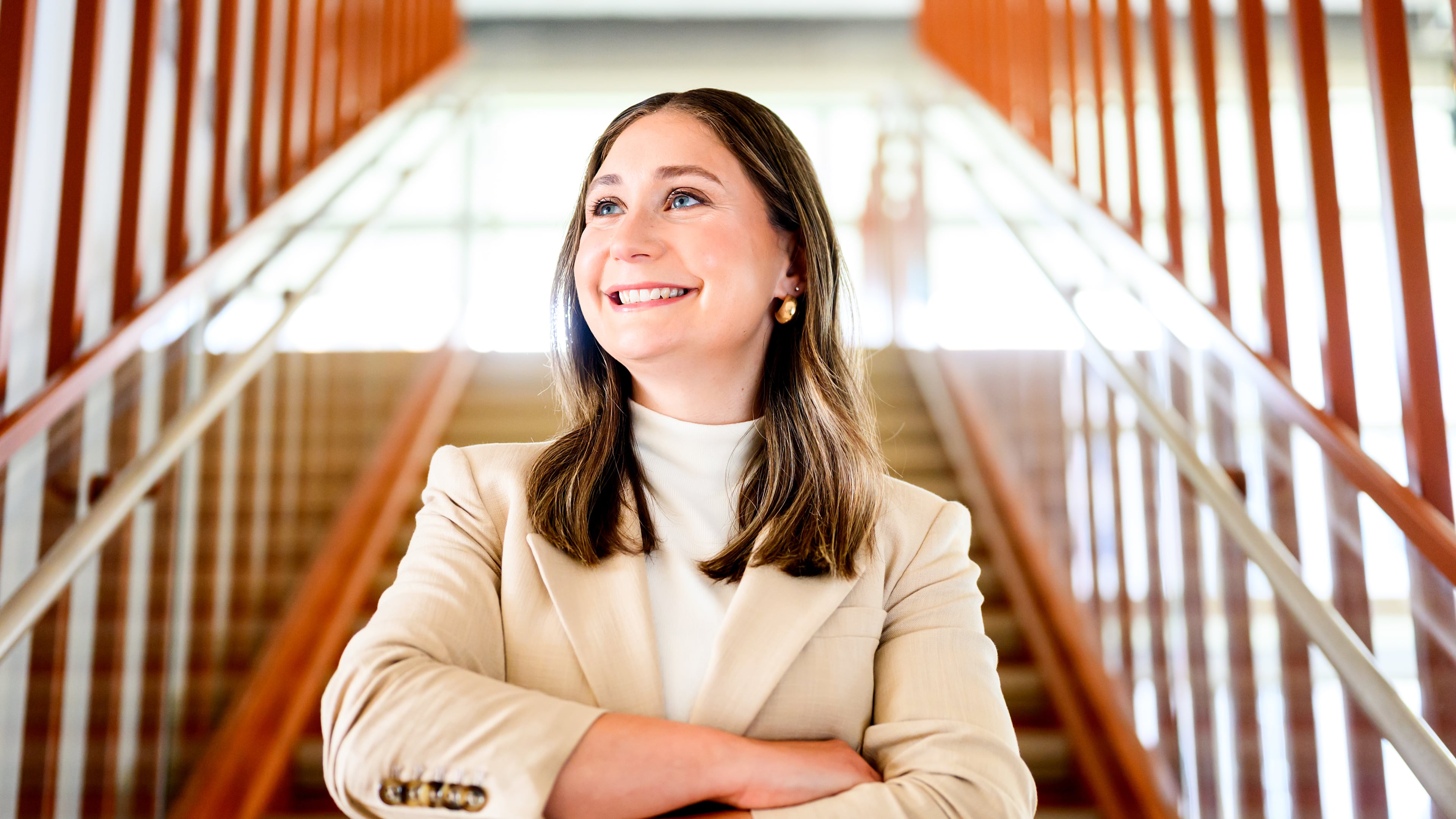 Anthropic co-founder and president Daniela Amodei stands for a portrait at her company's San Francisco headquarters on Friday, May 22, 2026. (AP Photo/Noah Berger)