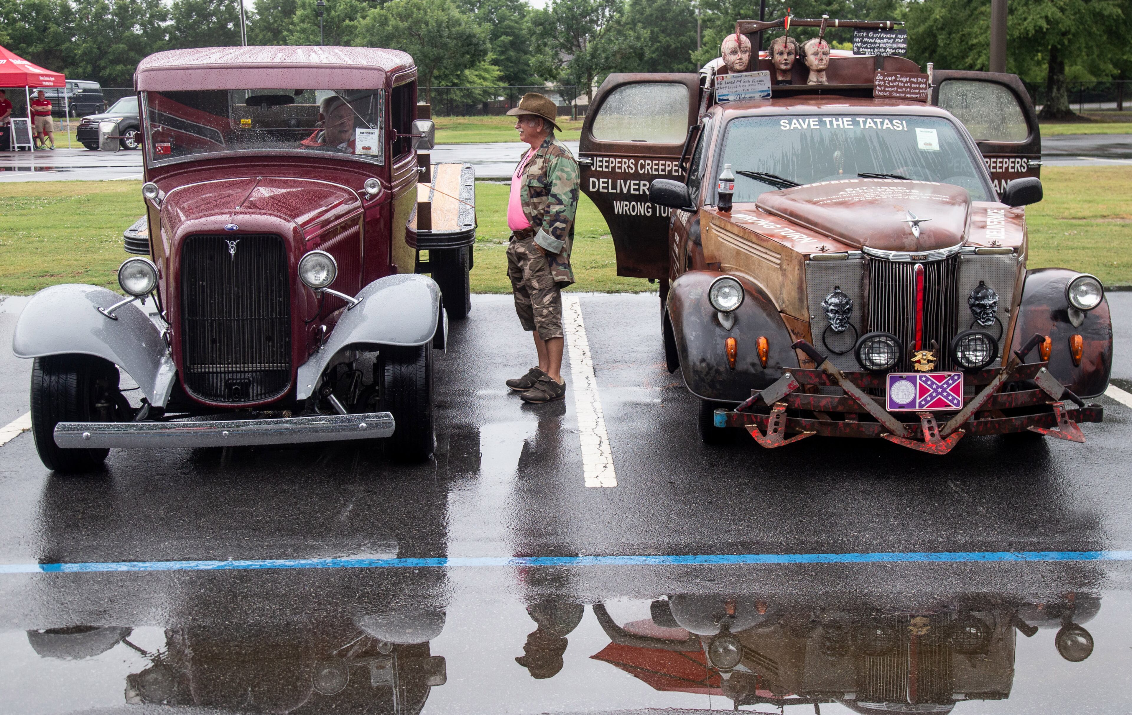 Steve Teems stands next to his Rat Rod during the Creepers Car Club’s 29th annual charity show in Marietta on Sunday, June 8, 2019. STEVE SCHAEFER / SPECIAL TO THE AJC