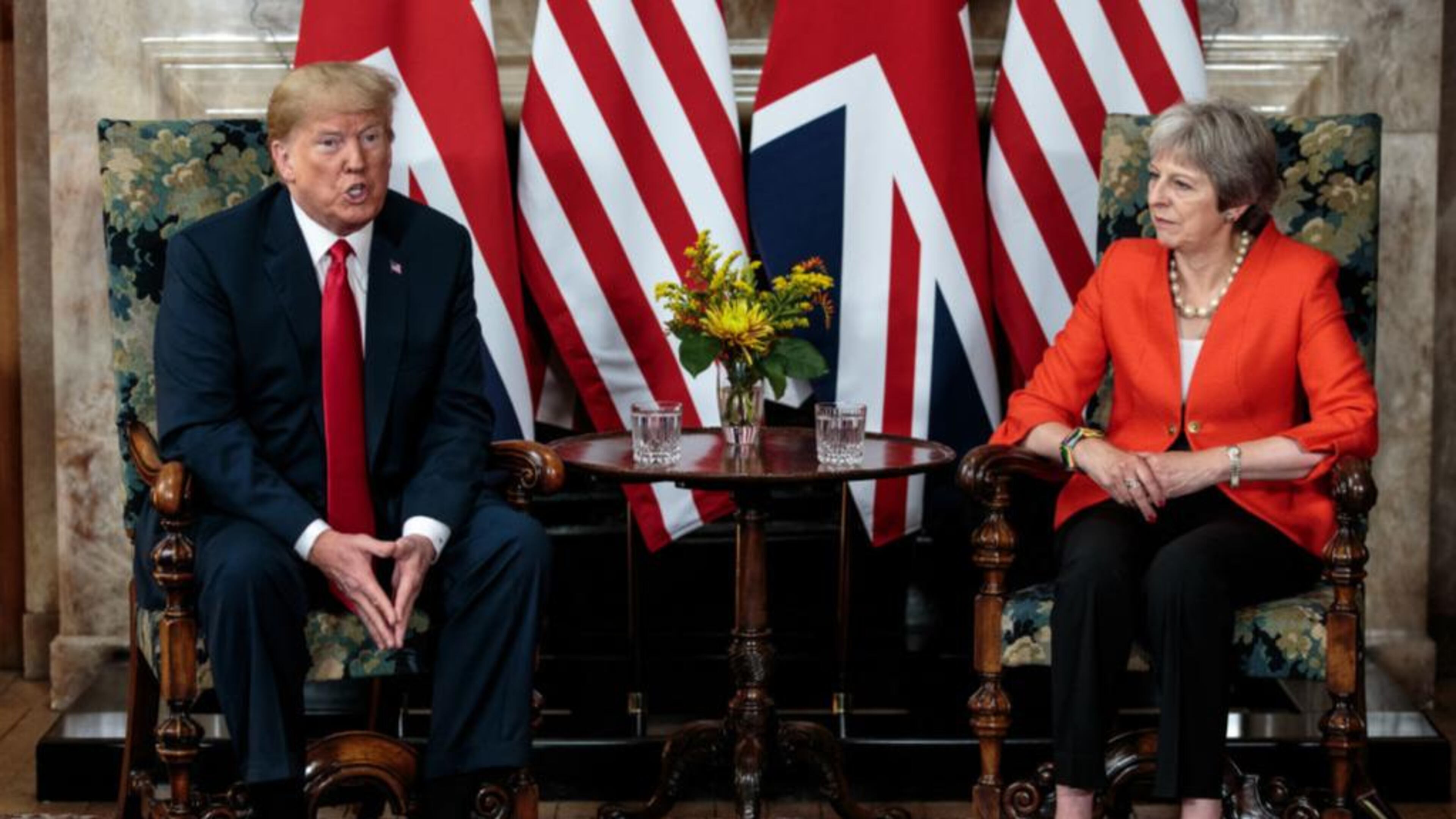 President Donald Trump and British Prime Minister Theresa May met Friday for a working lunch.
