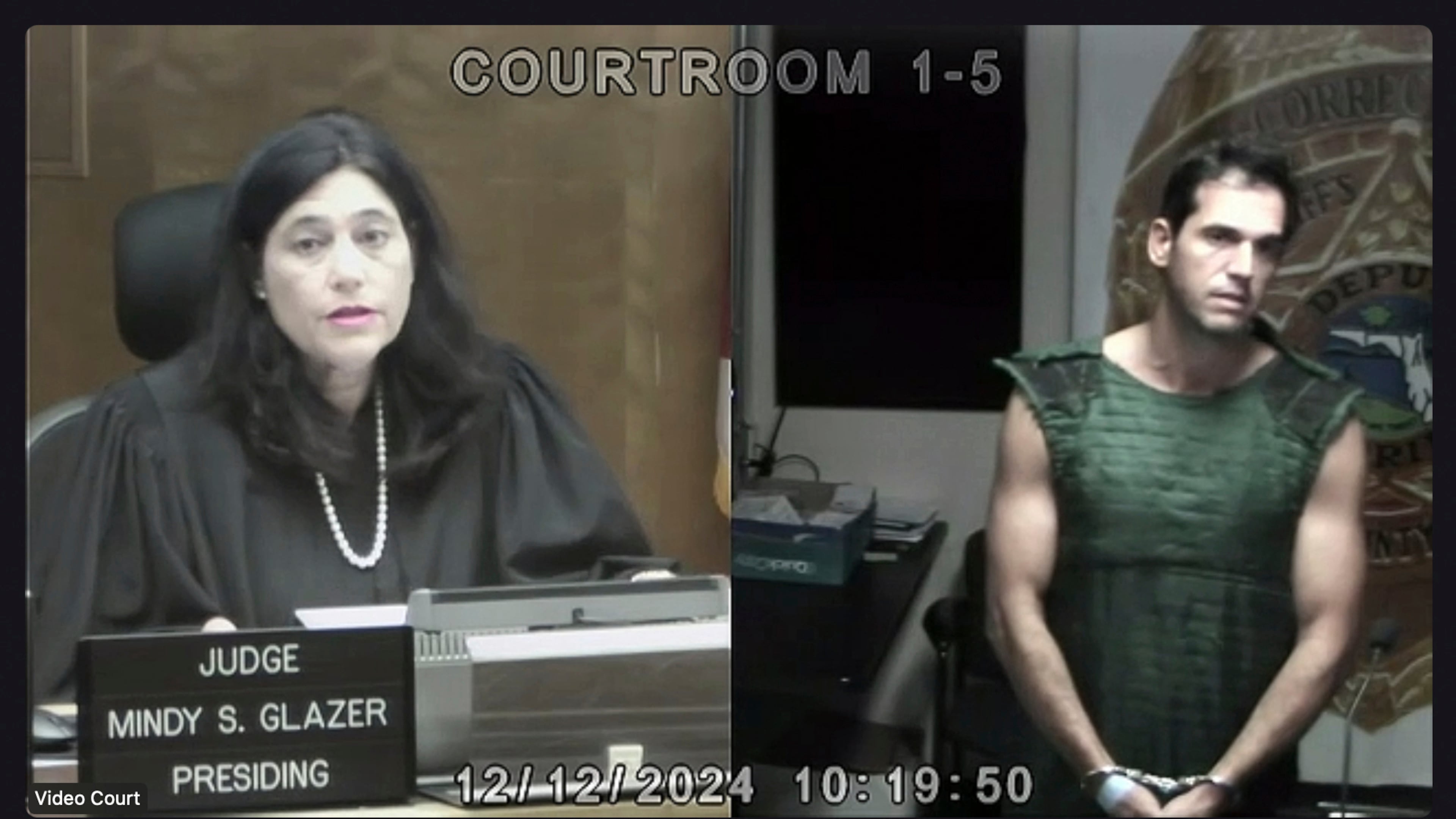 FILE - In this screenshot, Miami Dade Circuit Court Judge Mindy S. Glazer is seen via video presiding over the first court appearance of Alon Alexander, who is charged with sexual battery along with his twin brother, Oren Alexander, on Thursday, Dec. 12, 2024, in Miami. (Miami Dade Circuit Court via AP, Pool, File)