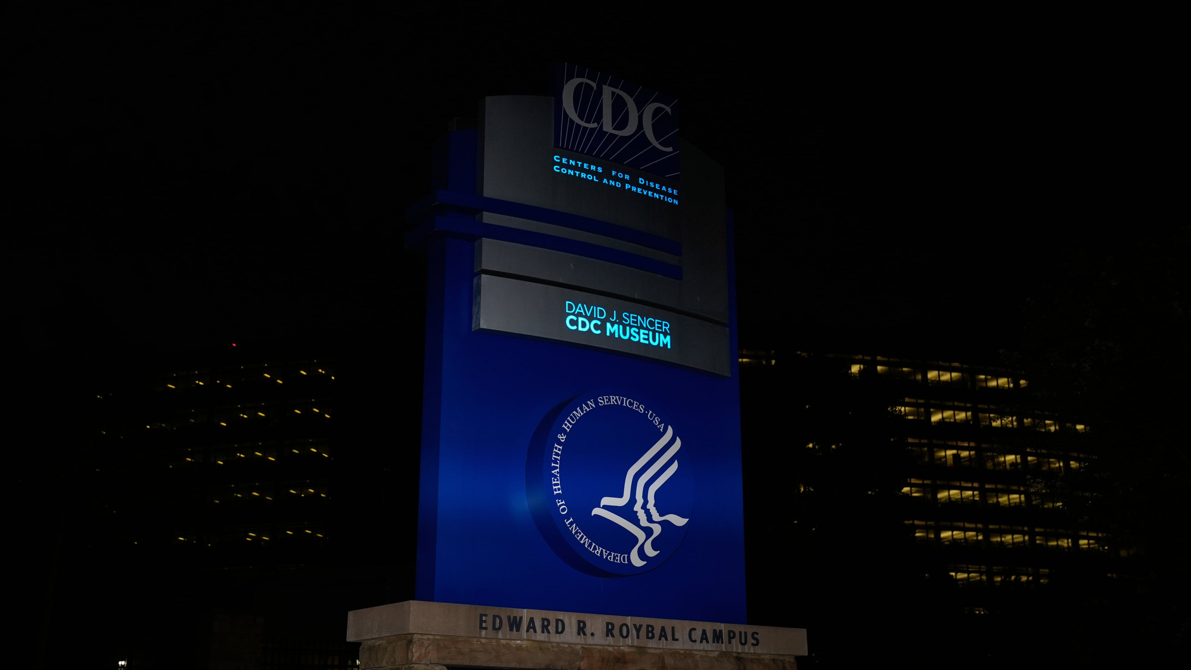 FILE - A sign marks the entrance to the U.S. Centers for Disease Control and Prevention headquarters Wednesday, Aug. 27, 2025, in Atlanta. (AP Photo/Brynn Anderson, File)