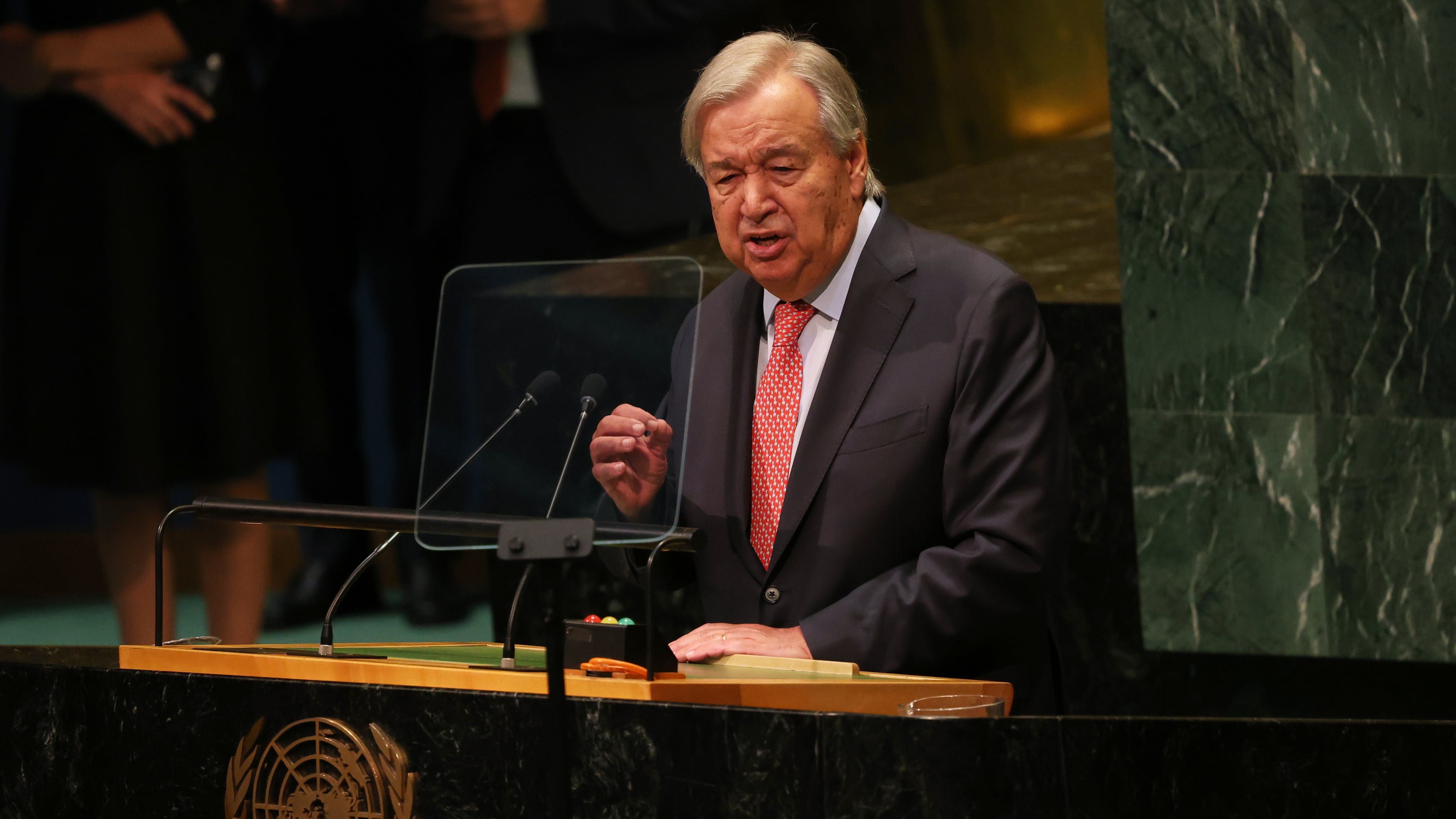United Nations Secretary-General Antonio Guterres during the 81st session of the United Nations General Assembly at United Nations headquarters, Tuesday, Sept. 22, 2026. (AP Photo/Heather Khalifa)