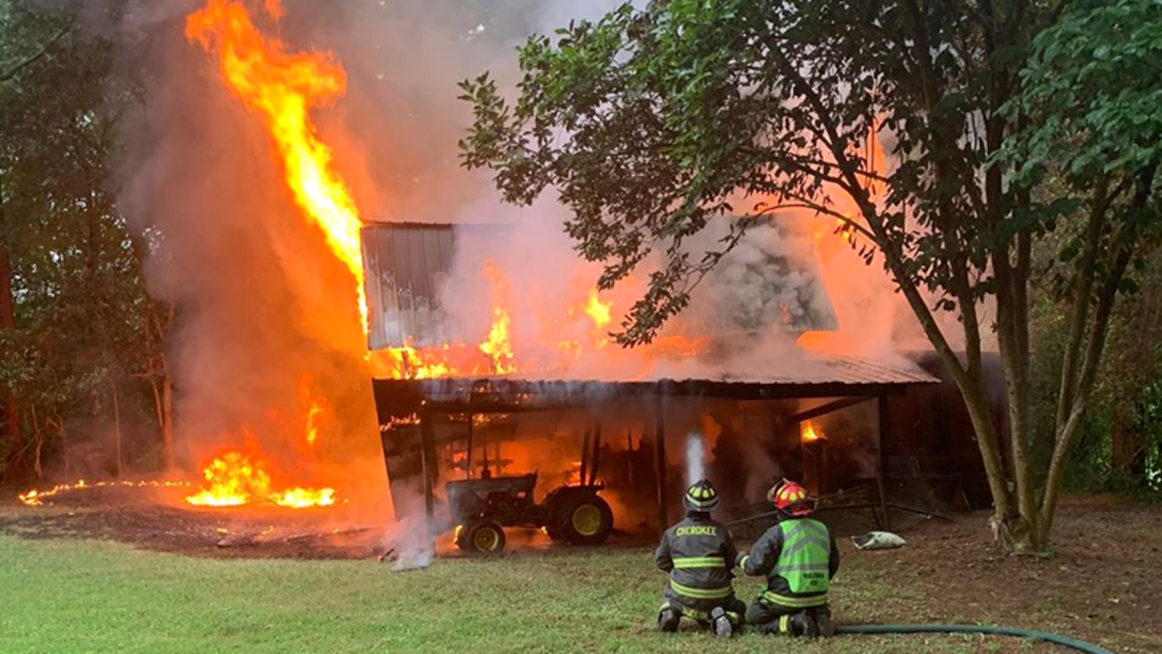 A structure fire was well under way when Cherokee County firefighters arrived to do battle. County commissioners have approved an agreement that would make possible live-fire training for the department using nine abandoned houses near Canton. CHEROKEE COUNTY FIRE & EMERGENCY SERVICES via Facebook