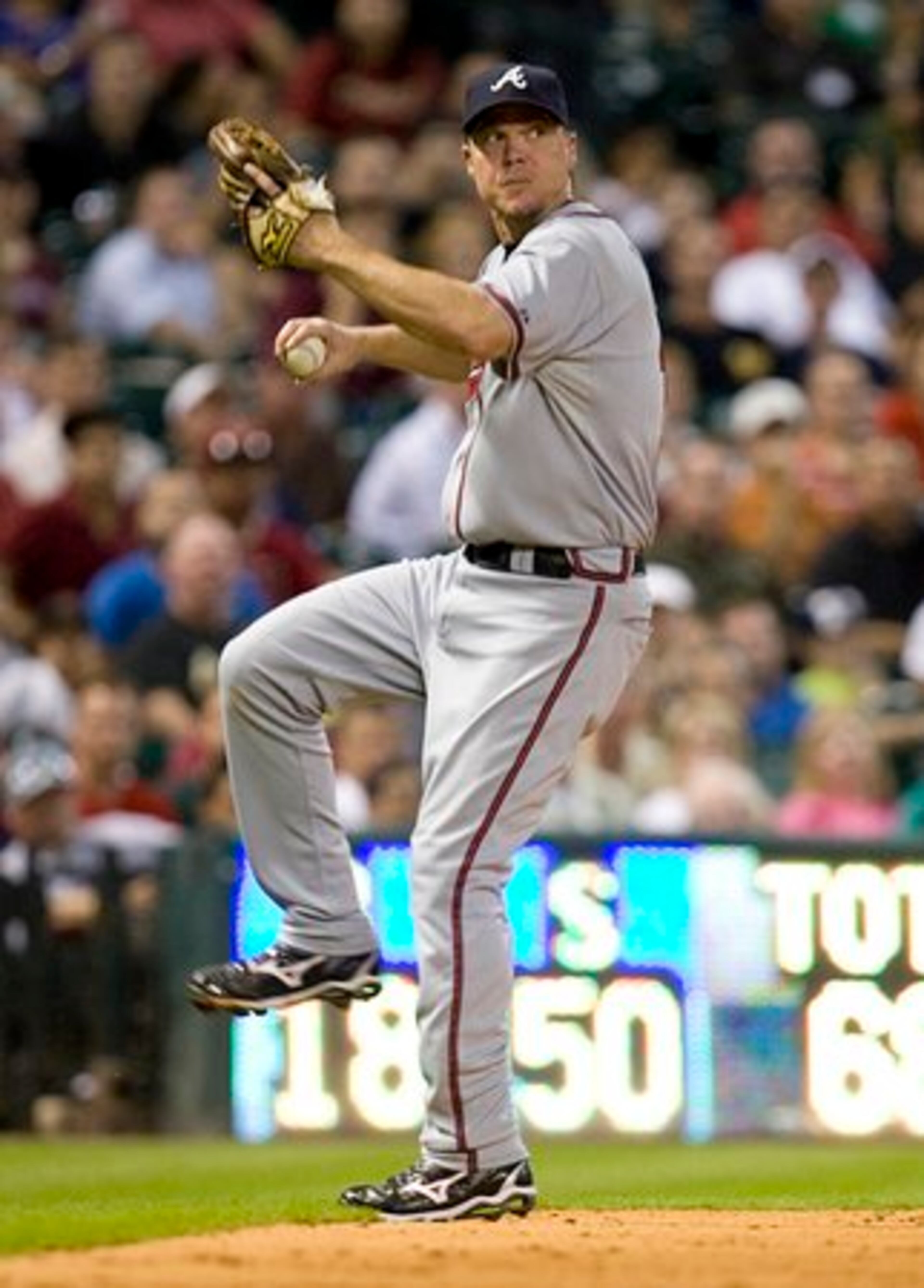 Here's the play: Chipper fields a ball hit by the Astros' Hunter Pence . . .